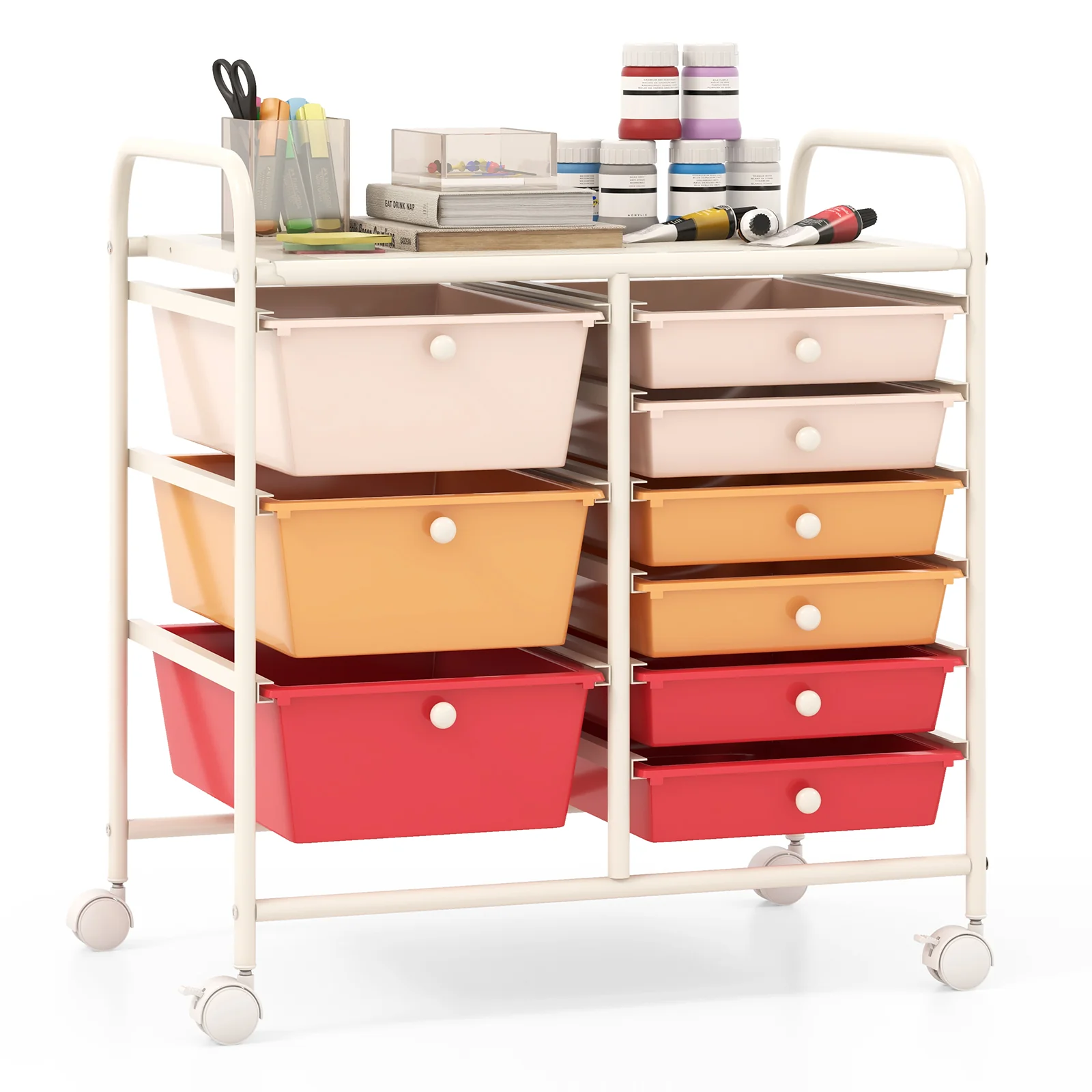 9-Drawer Rolling Storage Cart, Metal Frame, Macaron - Image 5