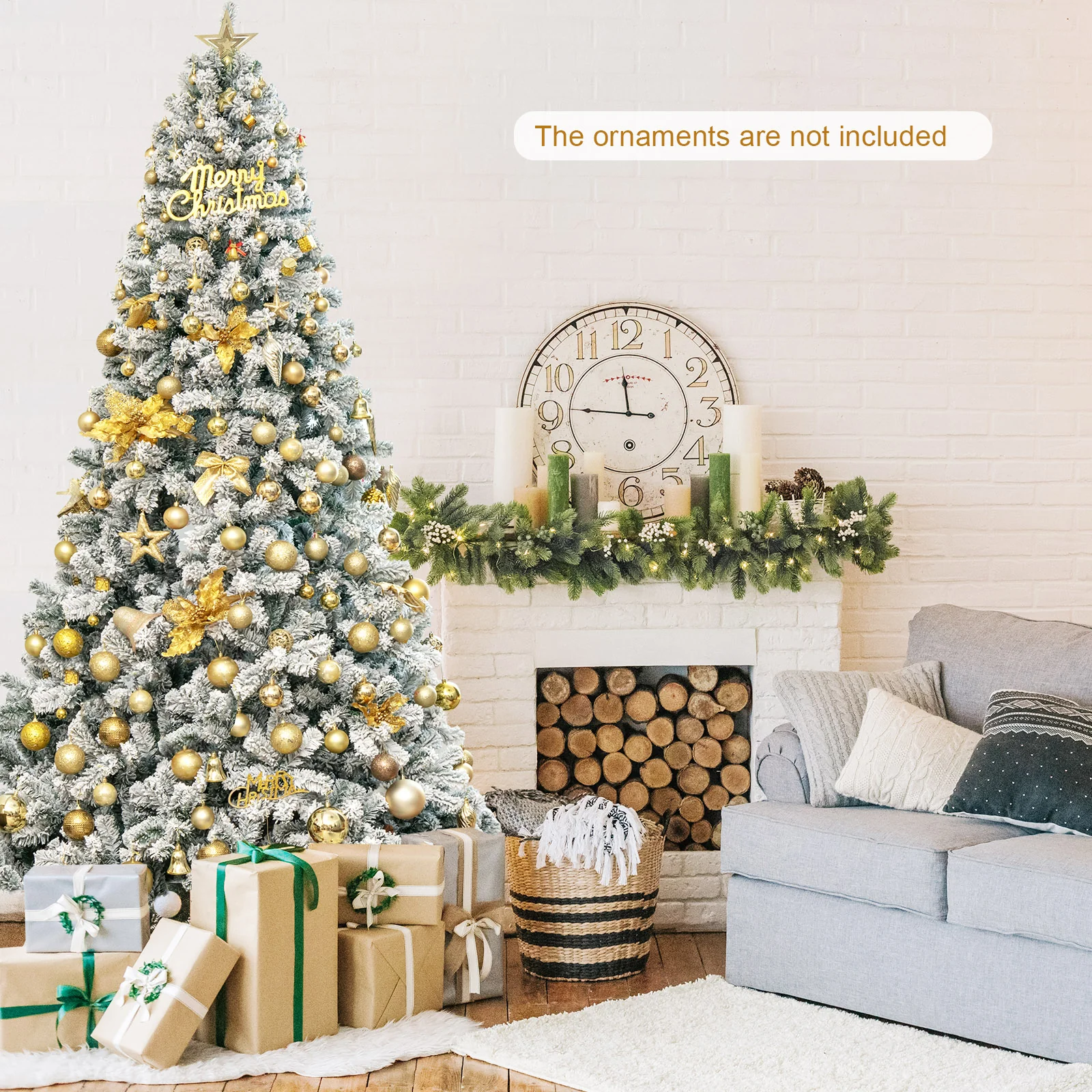 9 Feet Artificial Christmas Tree, Premium Snow Flocked Hinged, White - Image 7