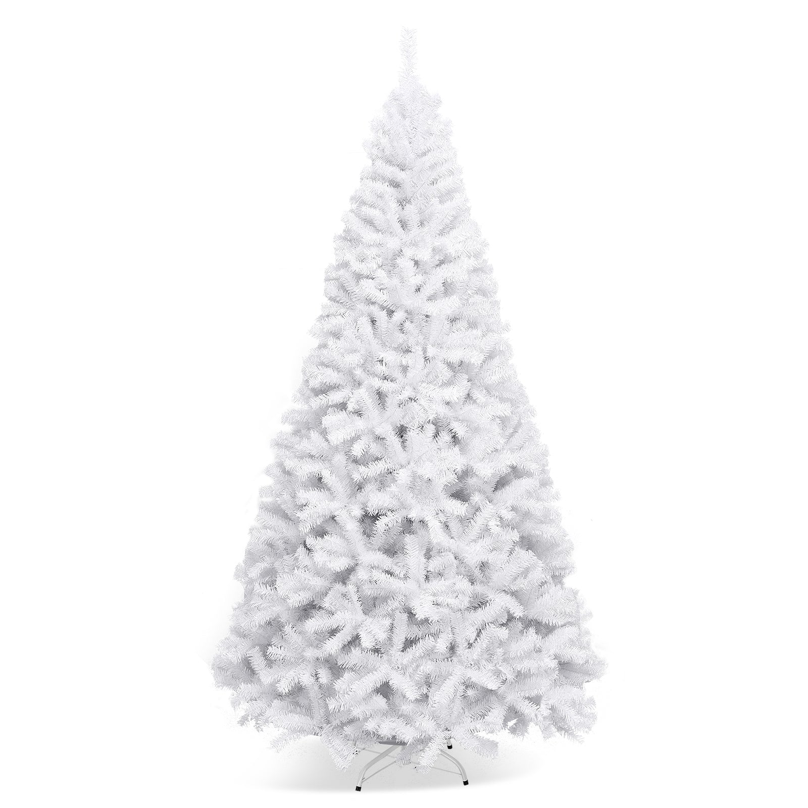 9 Feet Hinged Artificial Christmas Tree, Metal Stand, White - Image 4