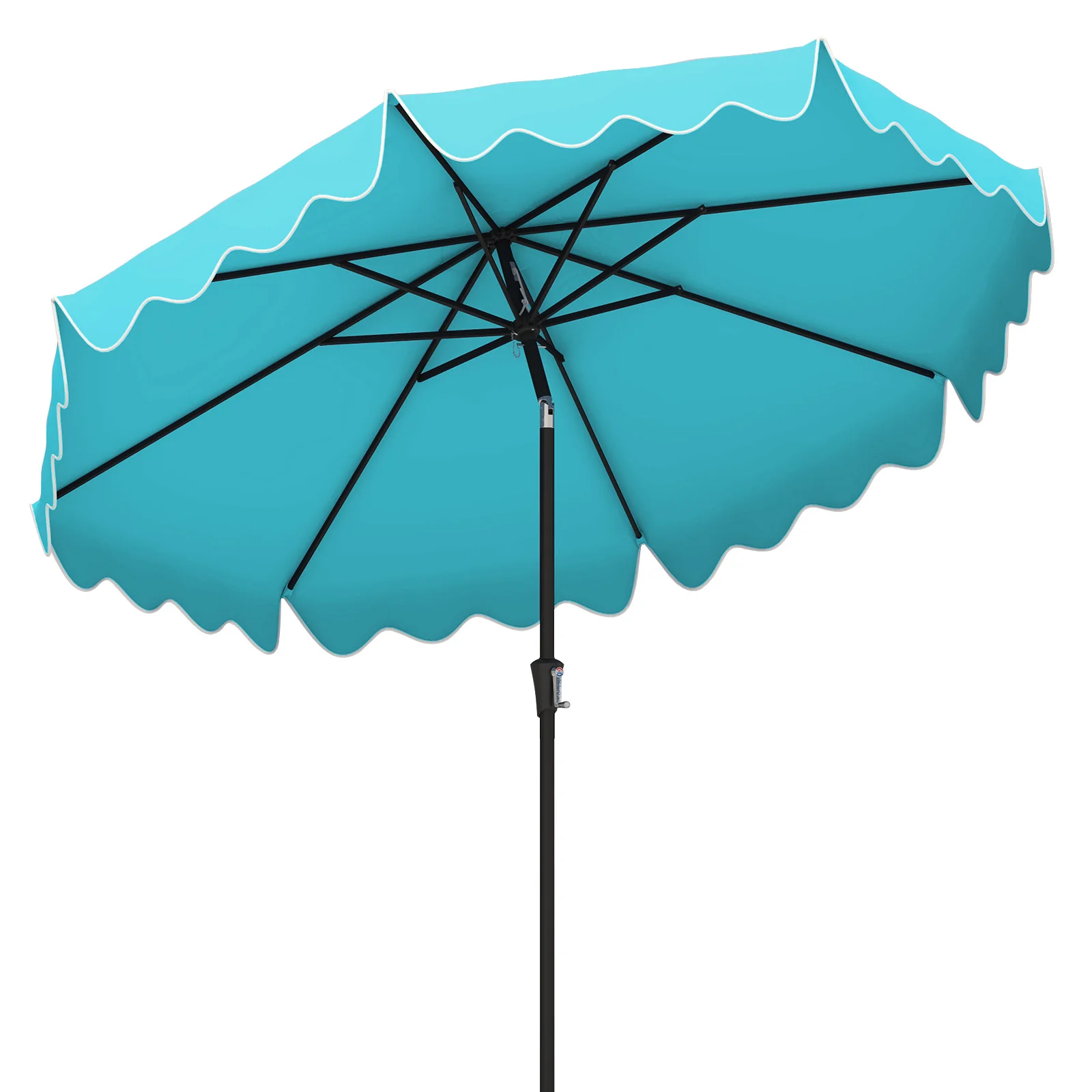 9 Feet Patio Umbrella, Crank Handle, Push Button Tilt, Turquoise
