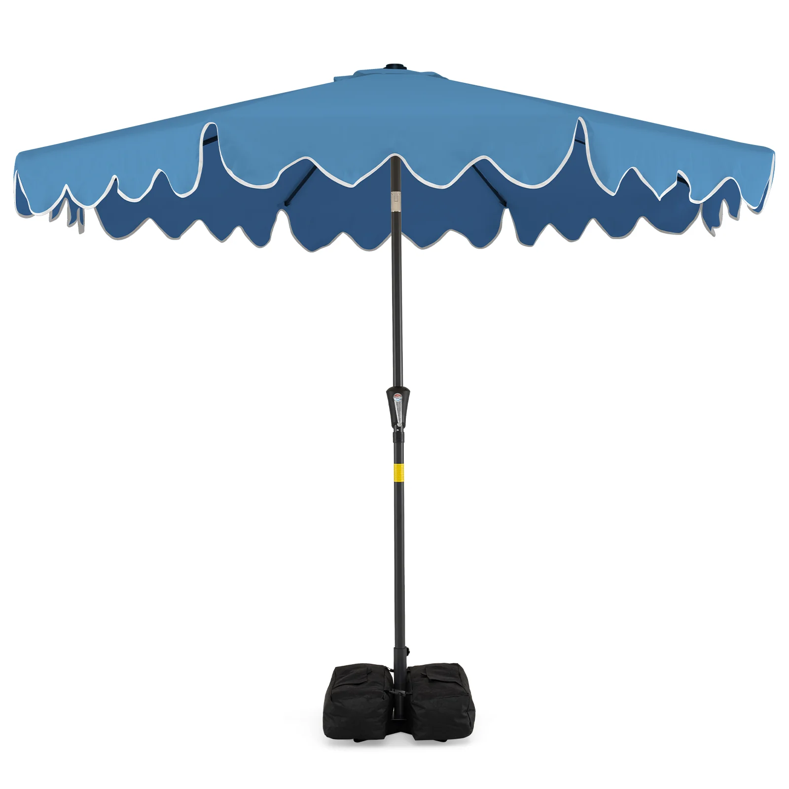 9 Feet Patio Umbrella, Weighted Base, Sandbags, Blue