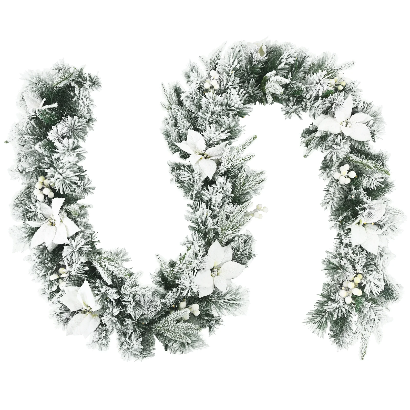 9 Feet Pre-Lit Artificial Christmas Garland, 50 LED Lights, White - Image 4