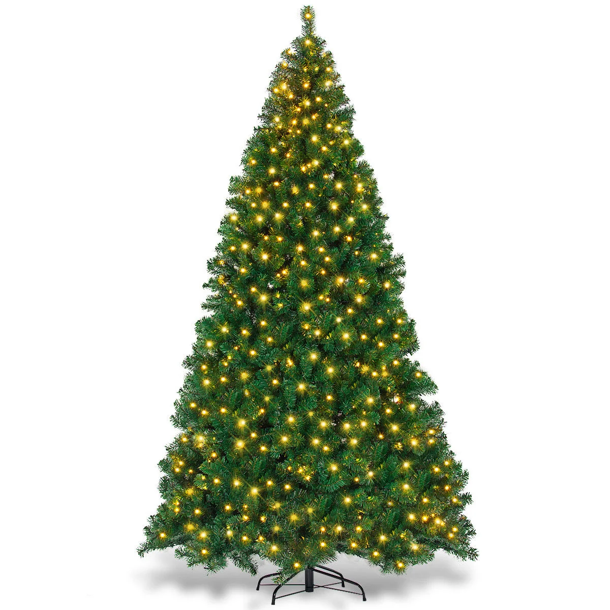 9 Feet Pre-Lit PVC Artificial Christmas Tree, 700 LED Lights, Green - Image 6