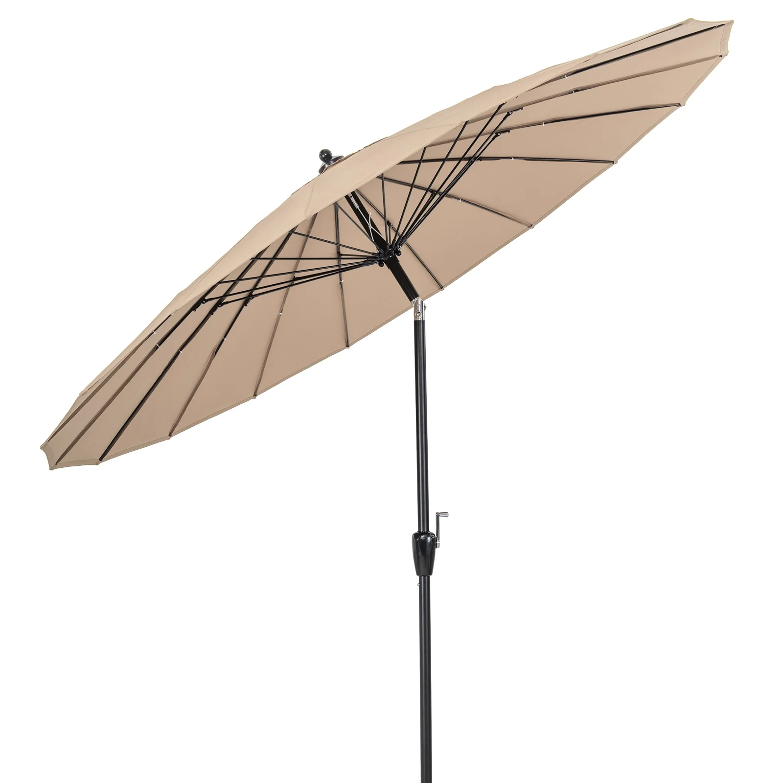 9 Feet Round Patio Umbrella, 18 Fiberglass Ribs, Tan - Image 5