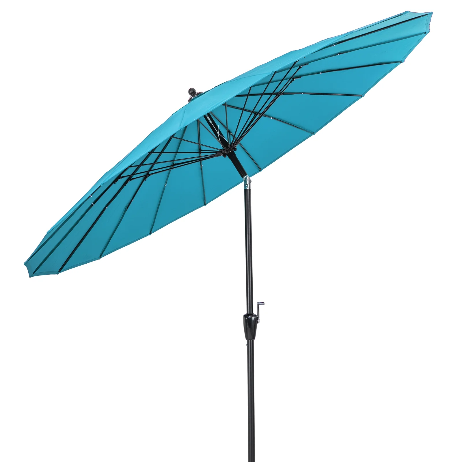 9 Feet Round Patio Umbrella, 18 Fiberglass Ribs, Turquoise - Image 5