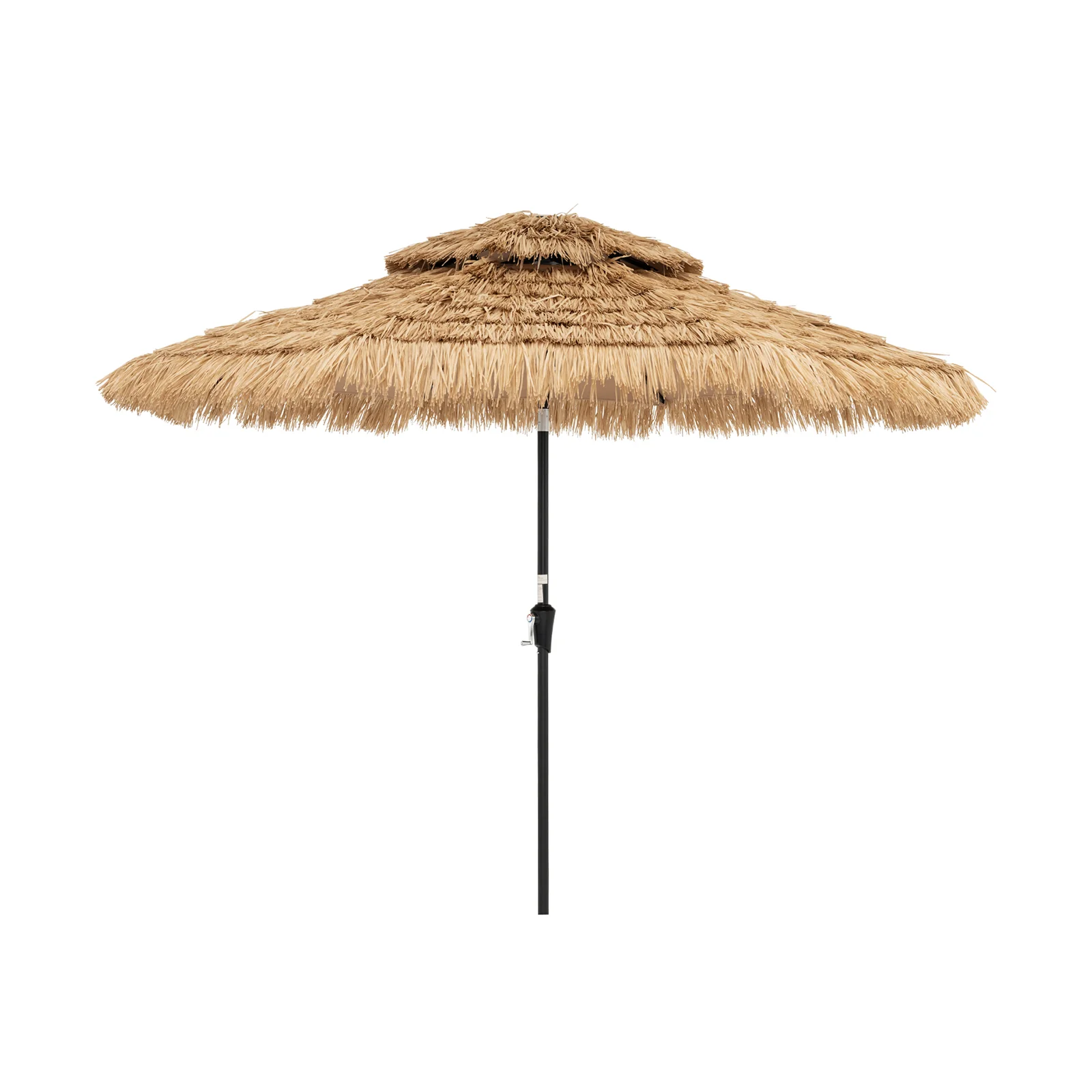 9 Feet Solar Powered Tiki Patio Umbrella With Led Lights, Natural - Image 4