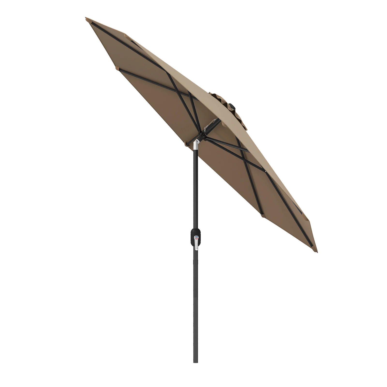 9 ft Outdoor Patio Table Umbrella, Push Button Tilt Crank Lift, Tan