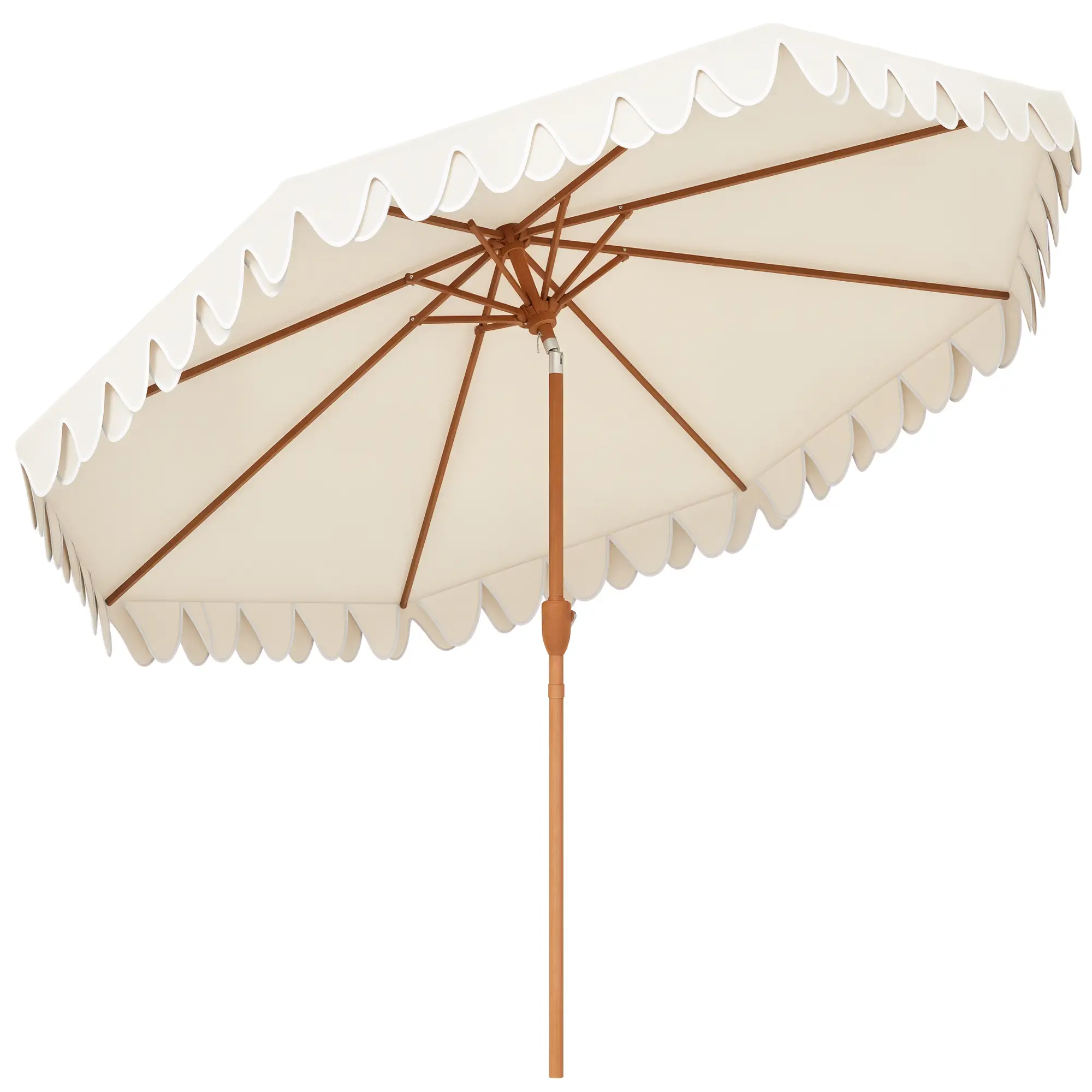 9 ft Outdoor Patio Umbrella, Push Button Tilt Crank, Cream White - Image 11