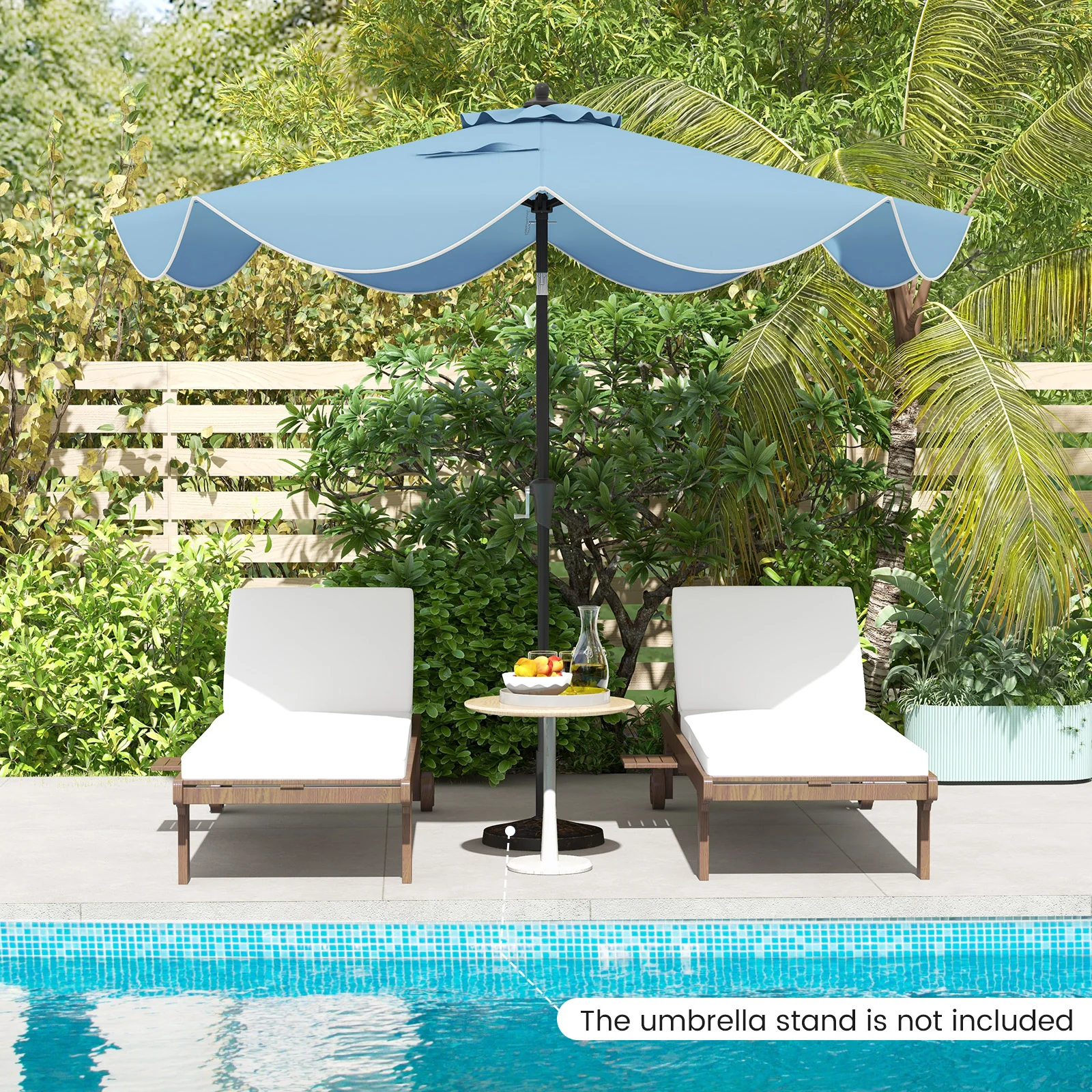 9 FT Patio Umbrella, Crank Handle, Push Button Tilt, Navy - Image 6