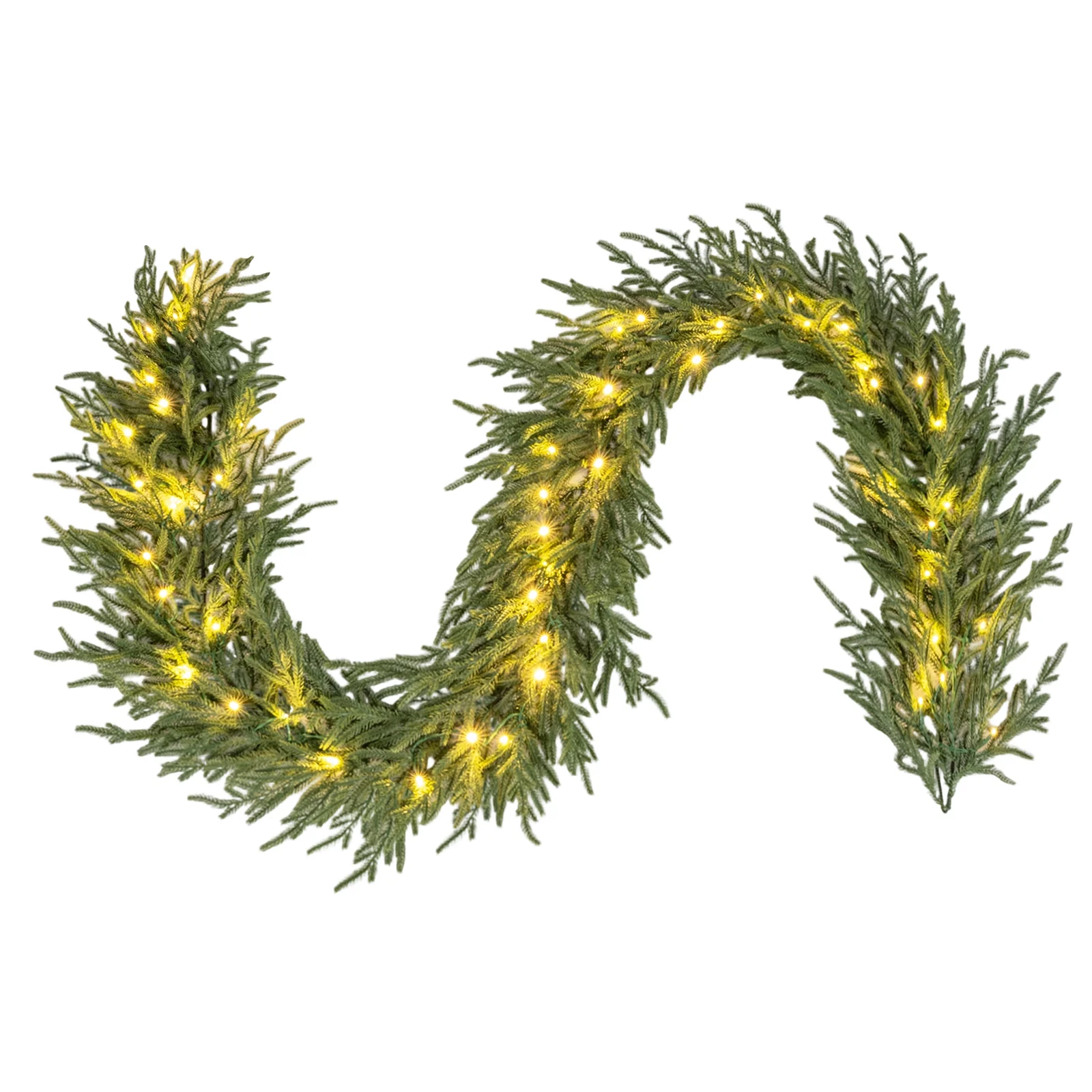 9 FT Pre-lit Artificial Cypress Christmas Garland with 50 Warm White LED Lights and 130 Branch Tips - Image 4