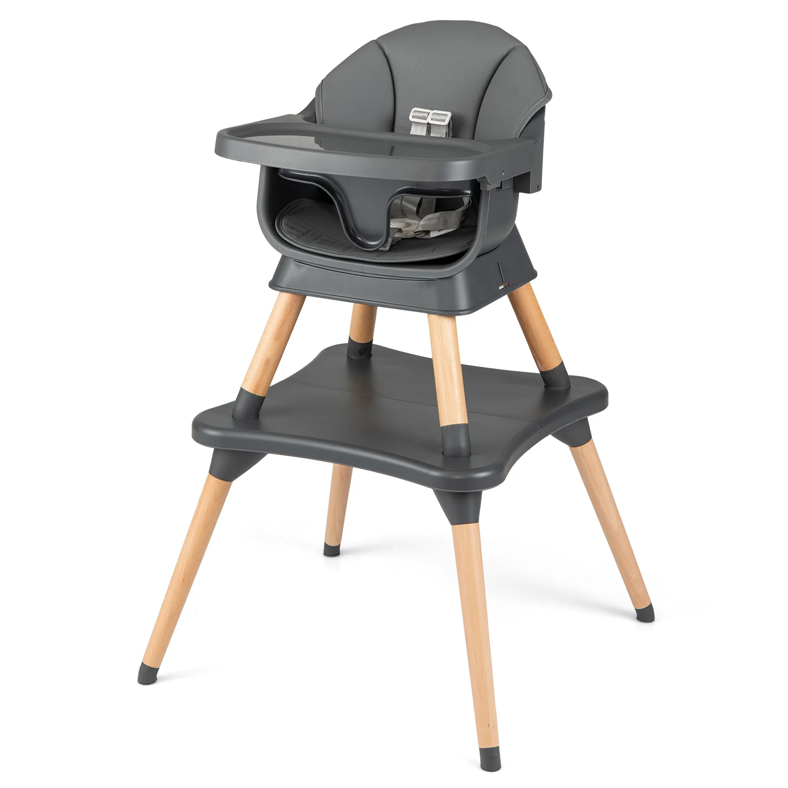 9-In-1 Convertible High Chair, Solid Wood Legs, Gray - Image 4