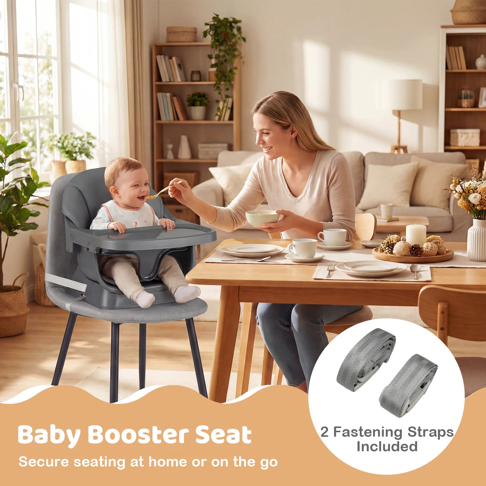 9-In-1 Convertible High Chair, Solid Wood Legs, Gray - Image 7