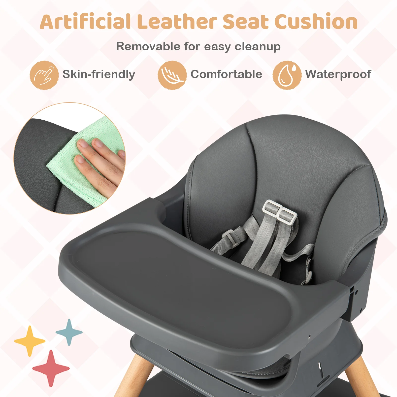 9-In-1 Convertible High Chair, Solid Wood Legs, Gray - Image 9