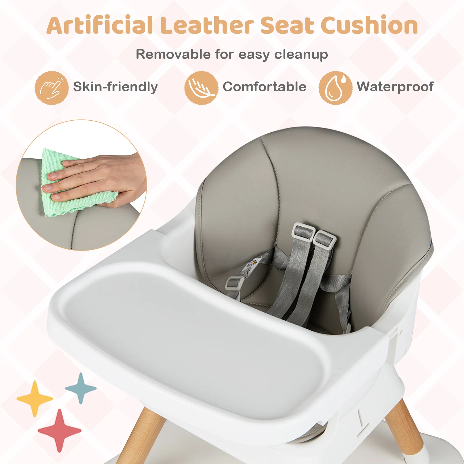 9-In-1 Convertible High Chair, Solid Wood Legs, White - Image 9