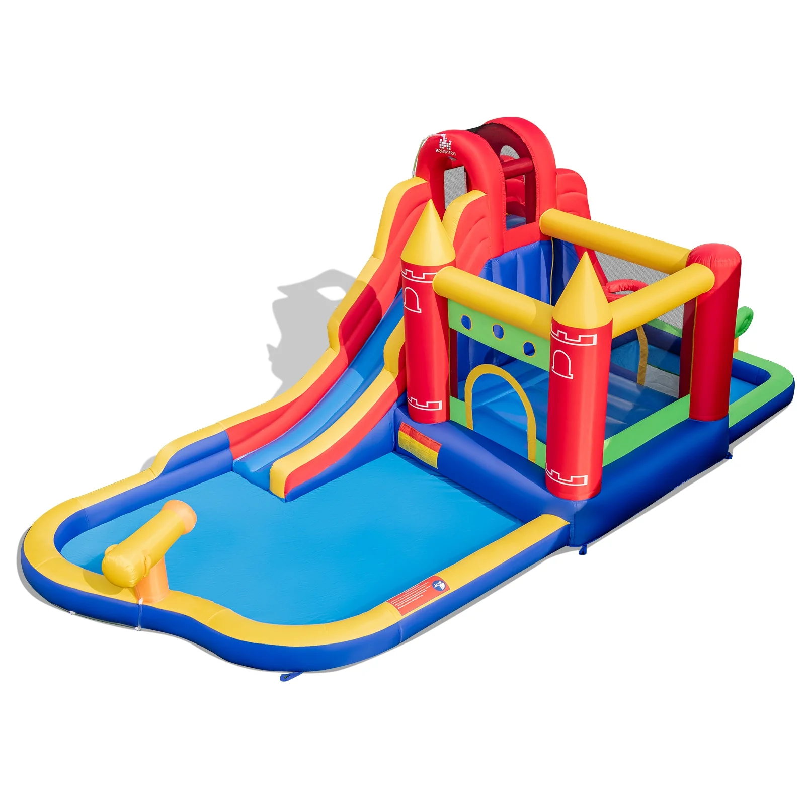 9-in-1 Inflatable Bounce Castle with Water Slide, Splash Pool, Multicolor