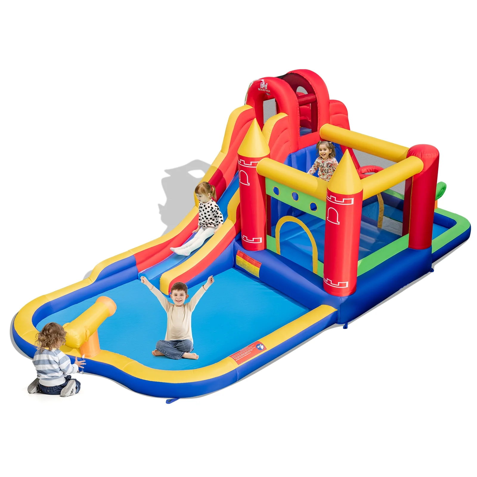 9-in-1 Inflatable Bounce Castle with Water Slide, Splash Pool, Multicolor - Image 5