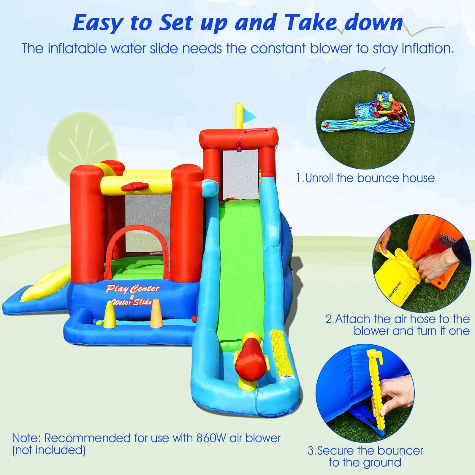 9-in-1 Inflatable Kids Water Slide Bounce House, Multicolor - Image 10
