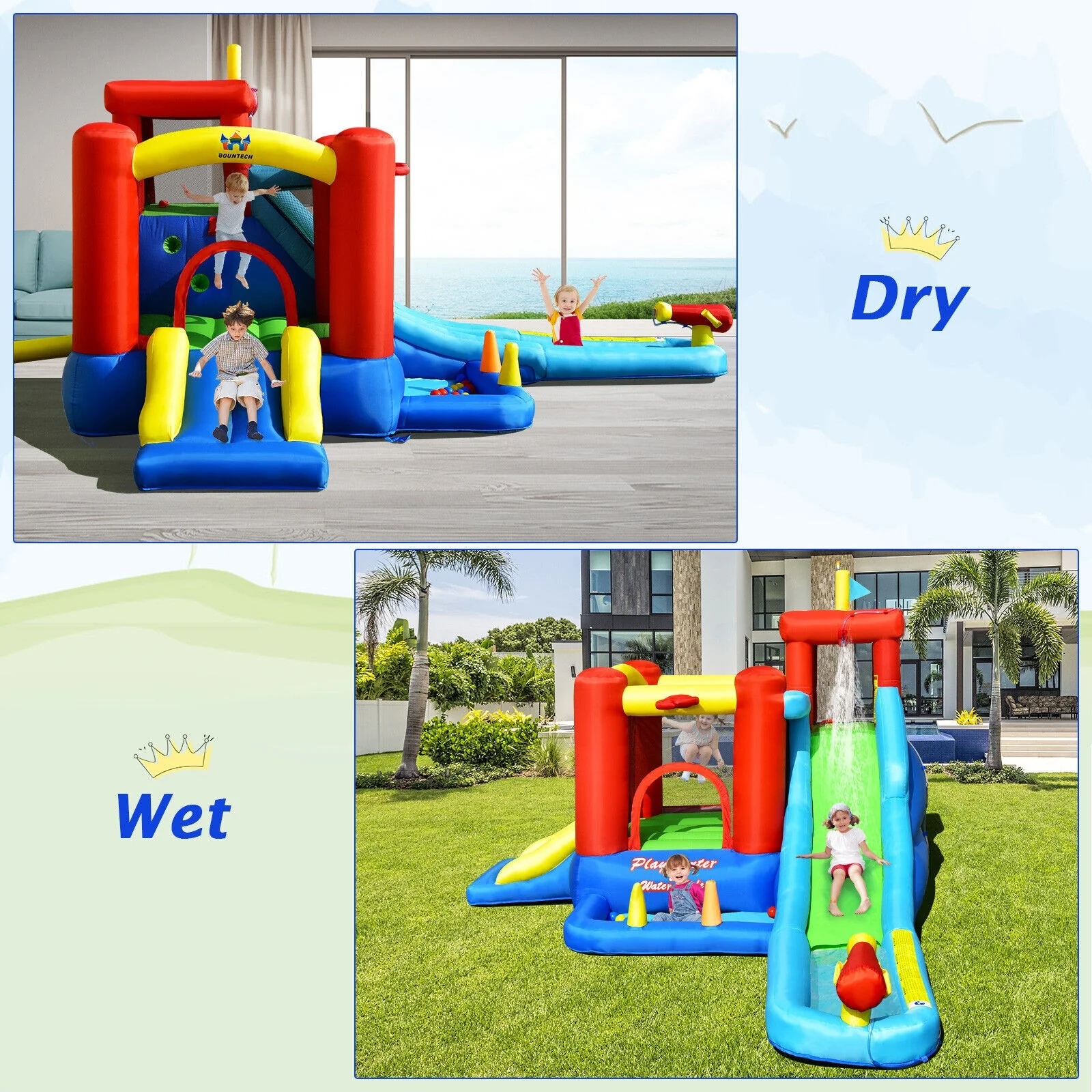 9-in-1 Inflatable Kids Water Slide Bounce House, Multicolor - Image 9