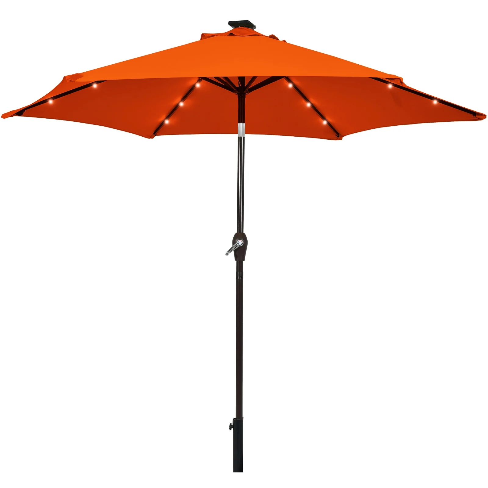 9 Inch Solar LED Patio Umbrella, Tilt Crank Lift, Orange - Image 10
