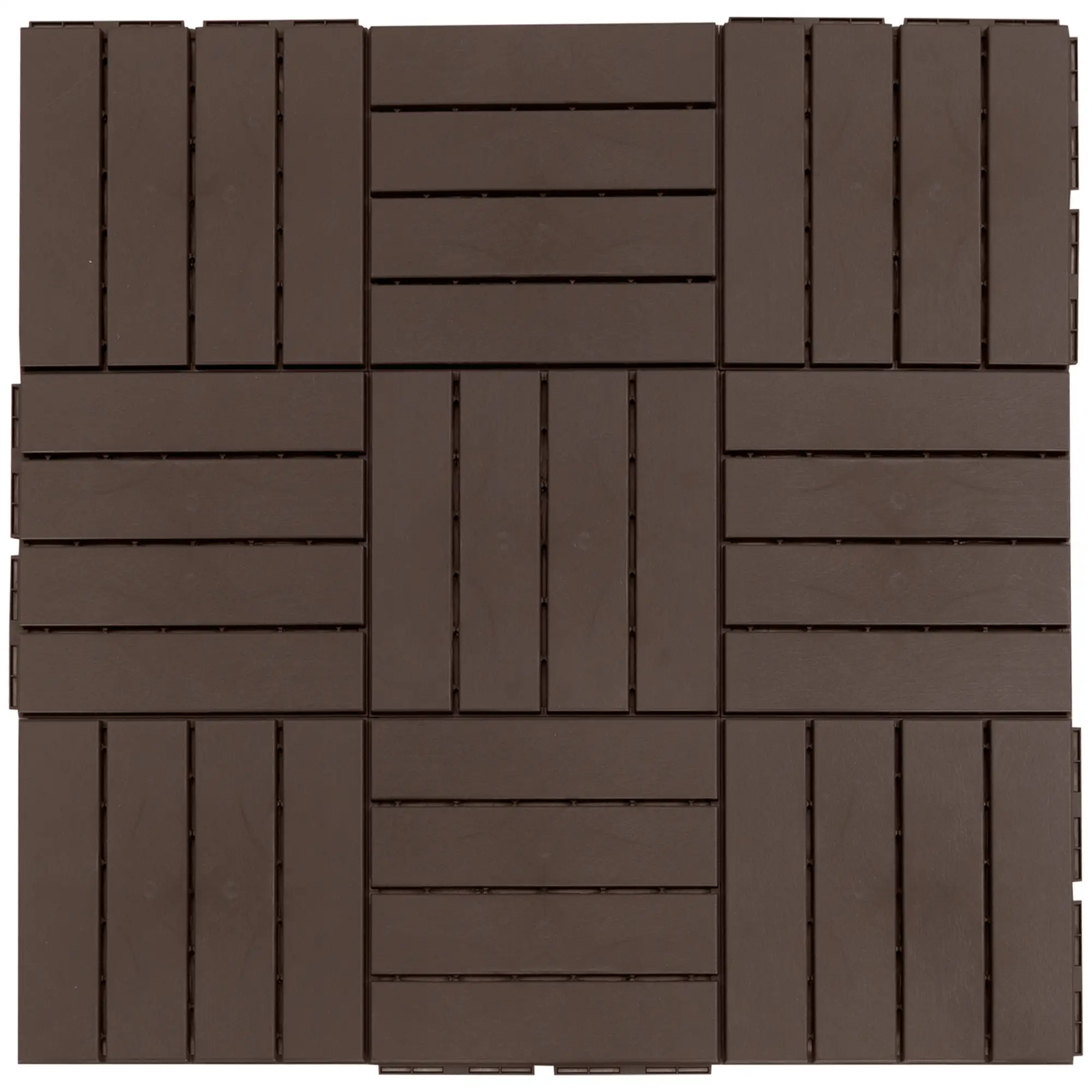 9 Pcs PP Interlocking Deck Tile, 12" x 12", Indoor Outdoor Use, Brown - Image 11
