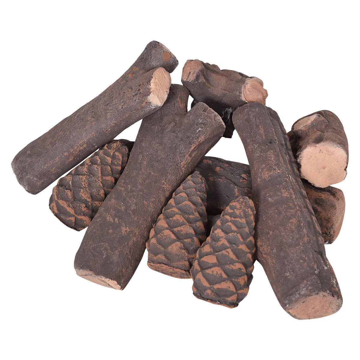 9 Piece Ceramic Fireplace Imitation Wood Propane Log Set - Image 3
