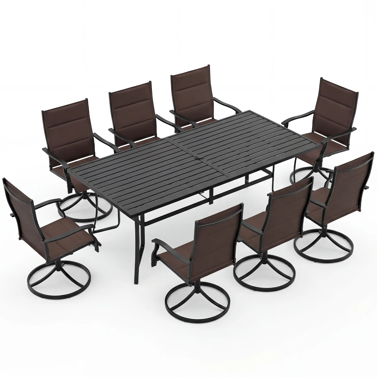 9-Piece Outdoor Dining Set For 8, Brown - Image 3