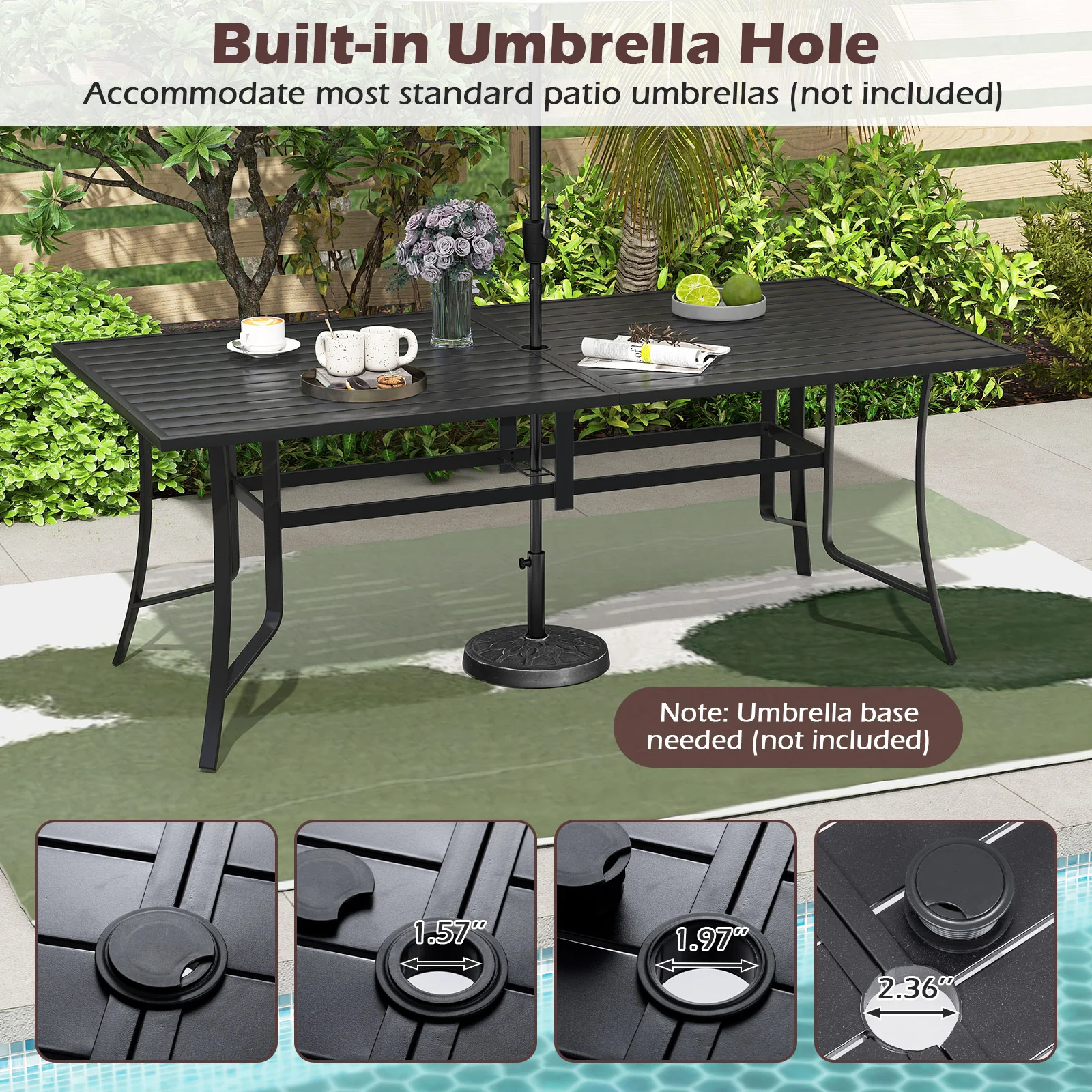 9 Piece Patio Dining Set, Rectangular Table, Stackable Chairs, Brown - Image 9