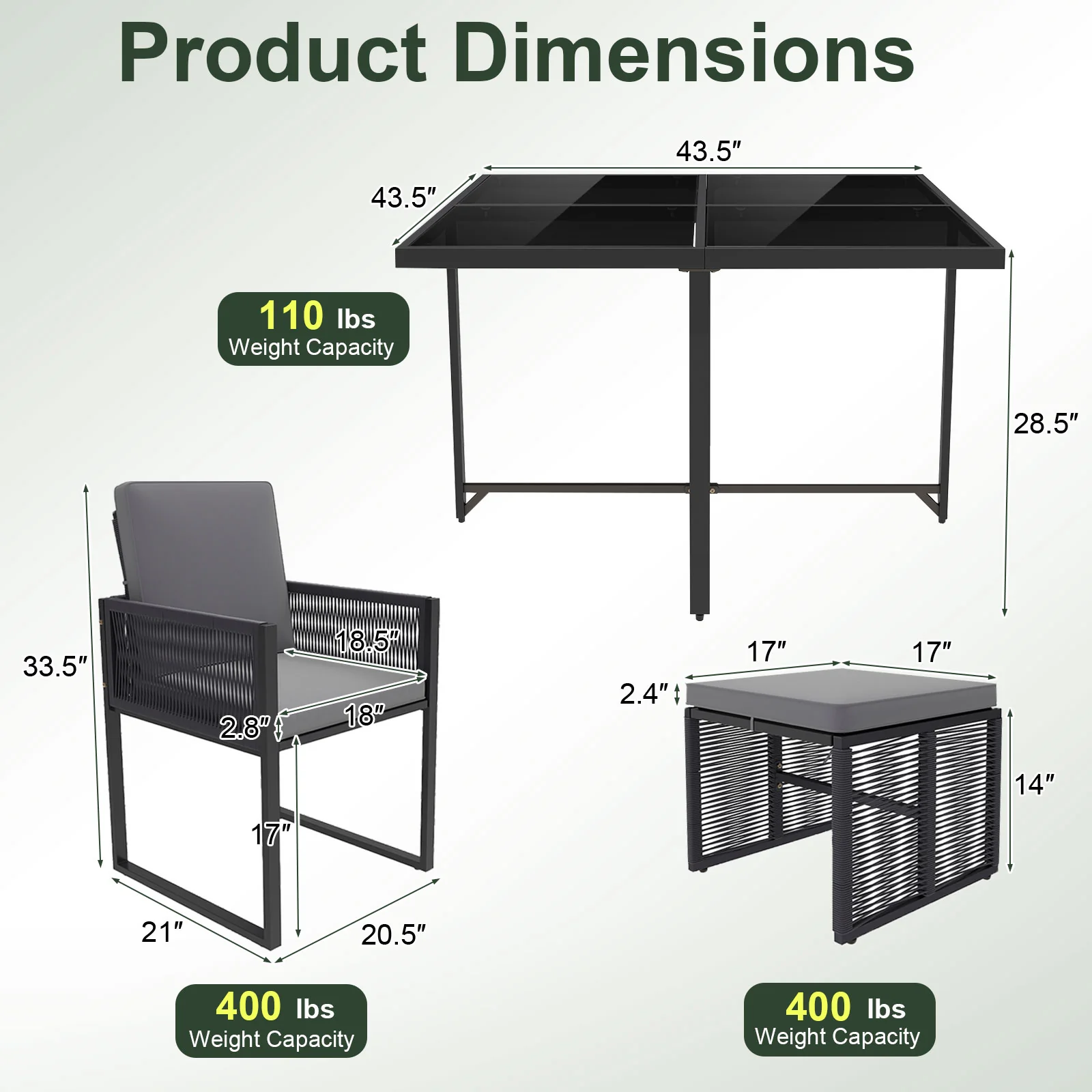 9-Piece Patio Dining Set With Cushions, Gray - Image 6