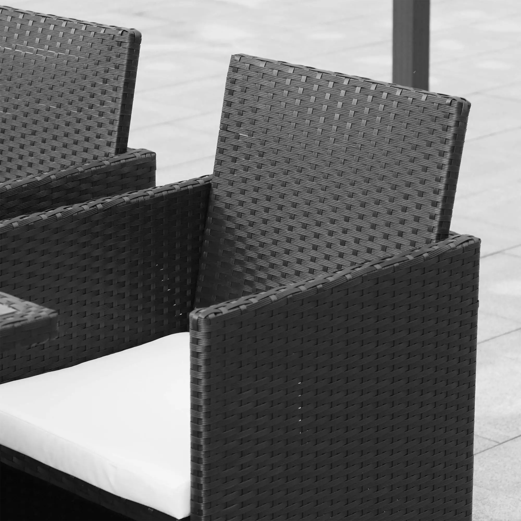 9-Piece Patio Wicker Dining Set, PE Rattan Garden Sofa, White - Image 9