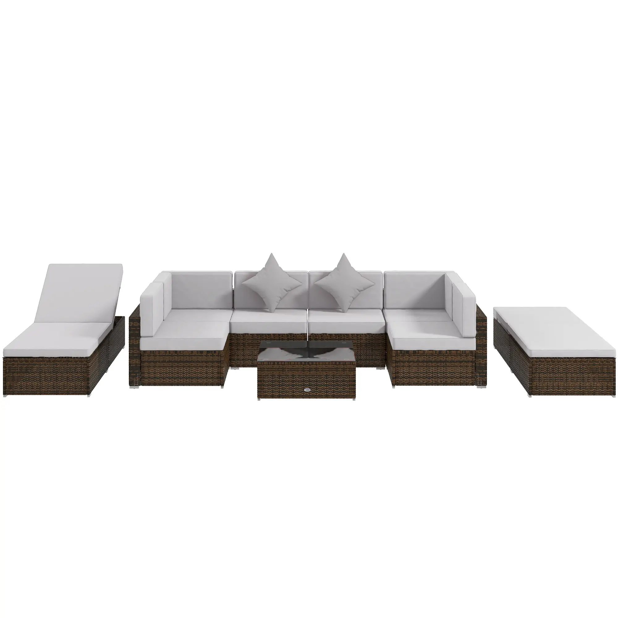 9-Piece Wicker Patio Set with Cushion, Light Grey