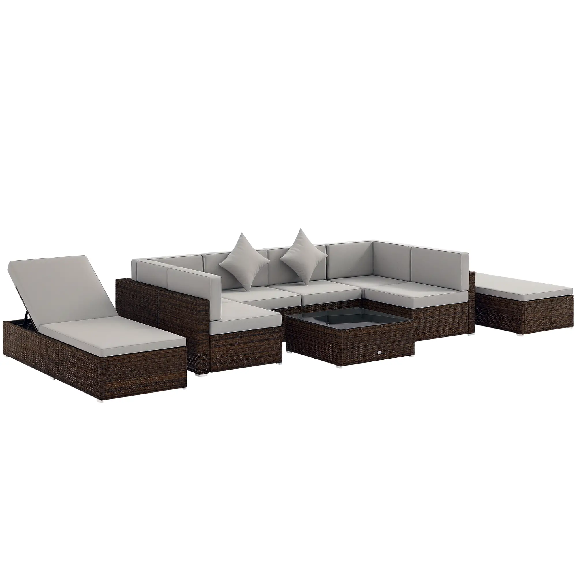 9-Piece Wicker Patio Set with Cushion, Light Grey - Image 11