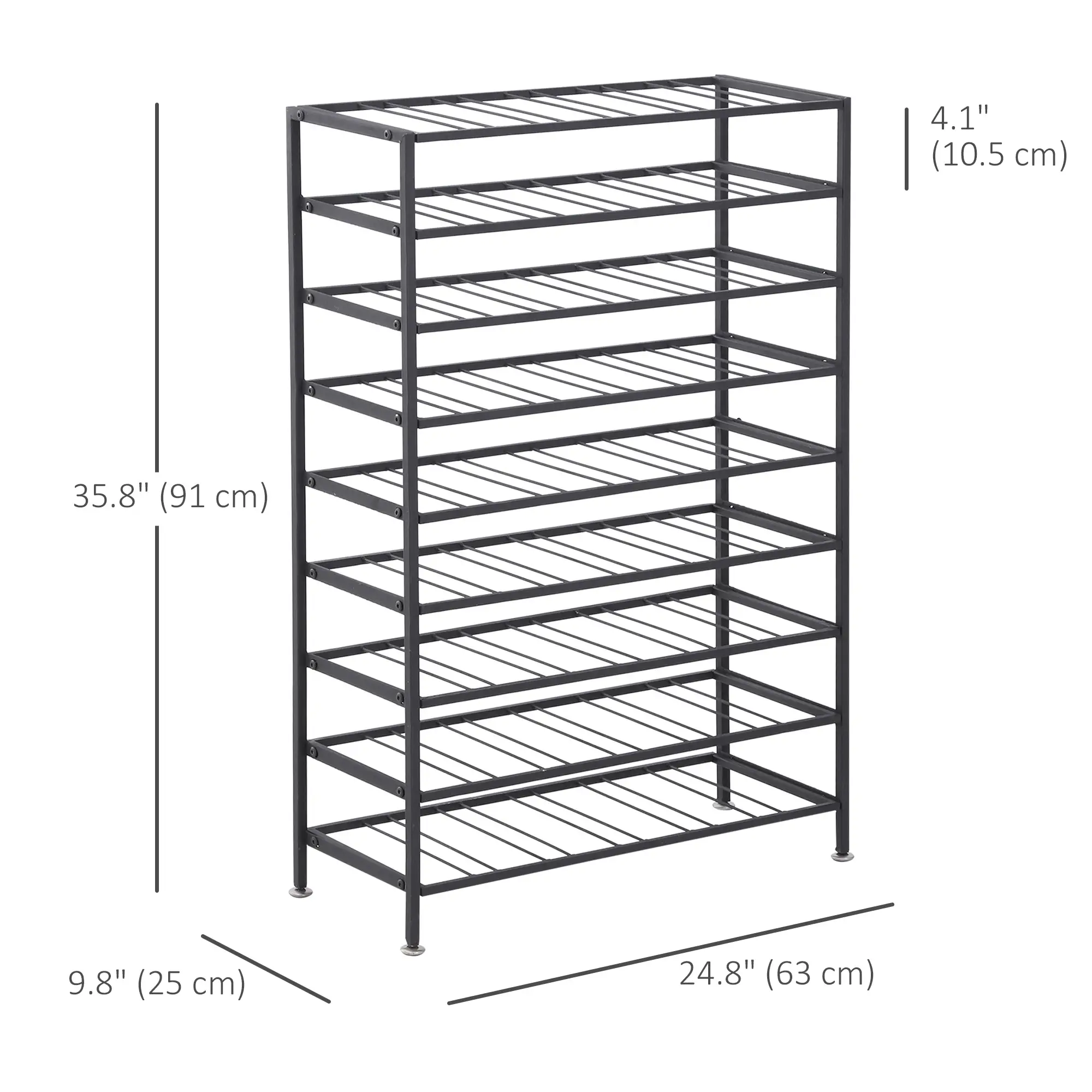 9-Tier Metal Wine Rack, 54 Bottles, Freestanding, Black - Image 3