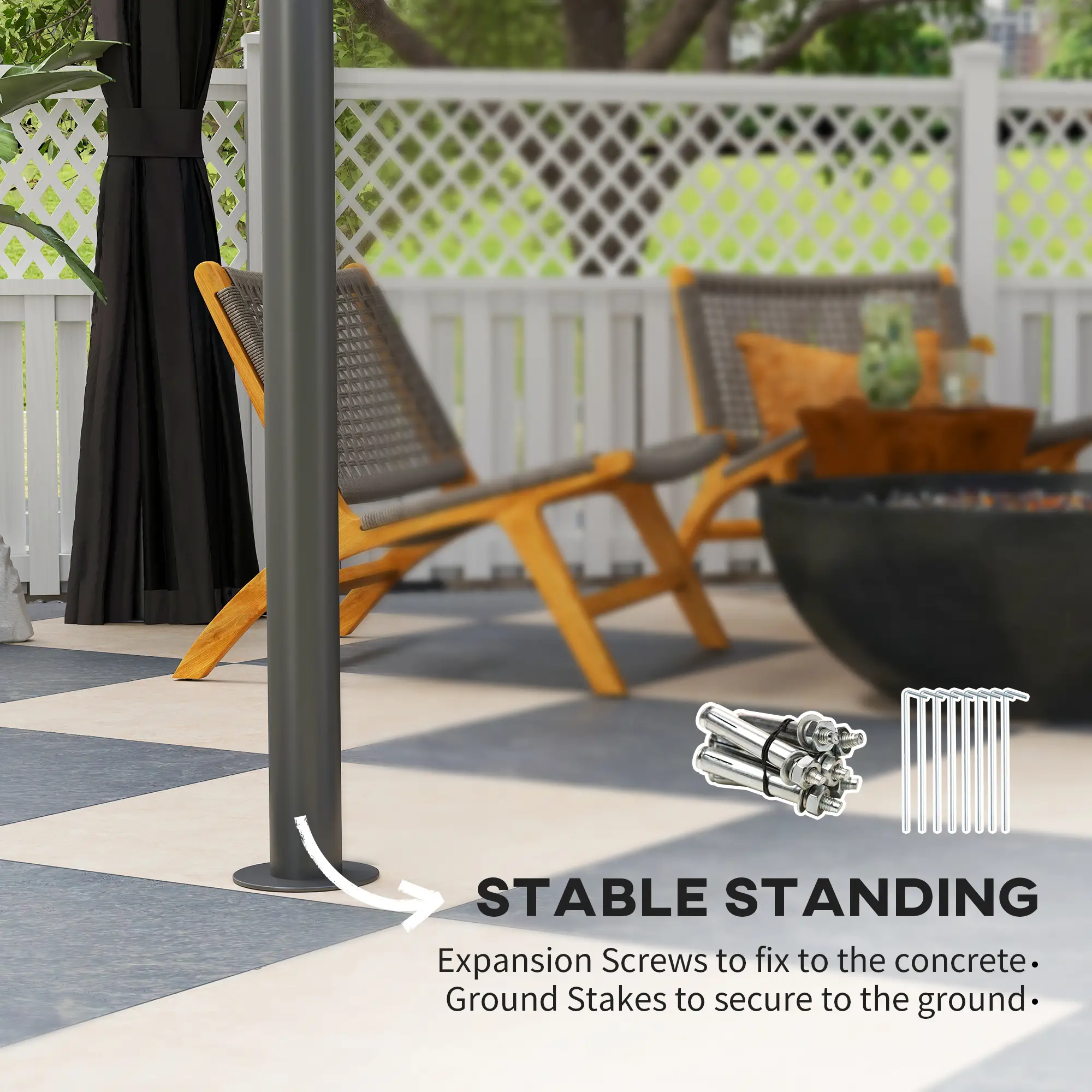9' x 10' Hardtop Gazebo With Steel Frame, Nettings, Curtains, Black - Image 7