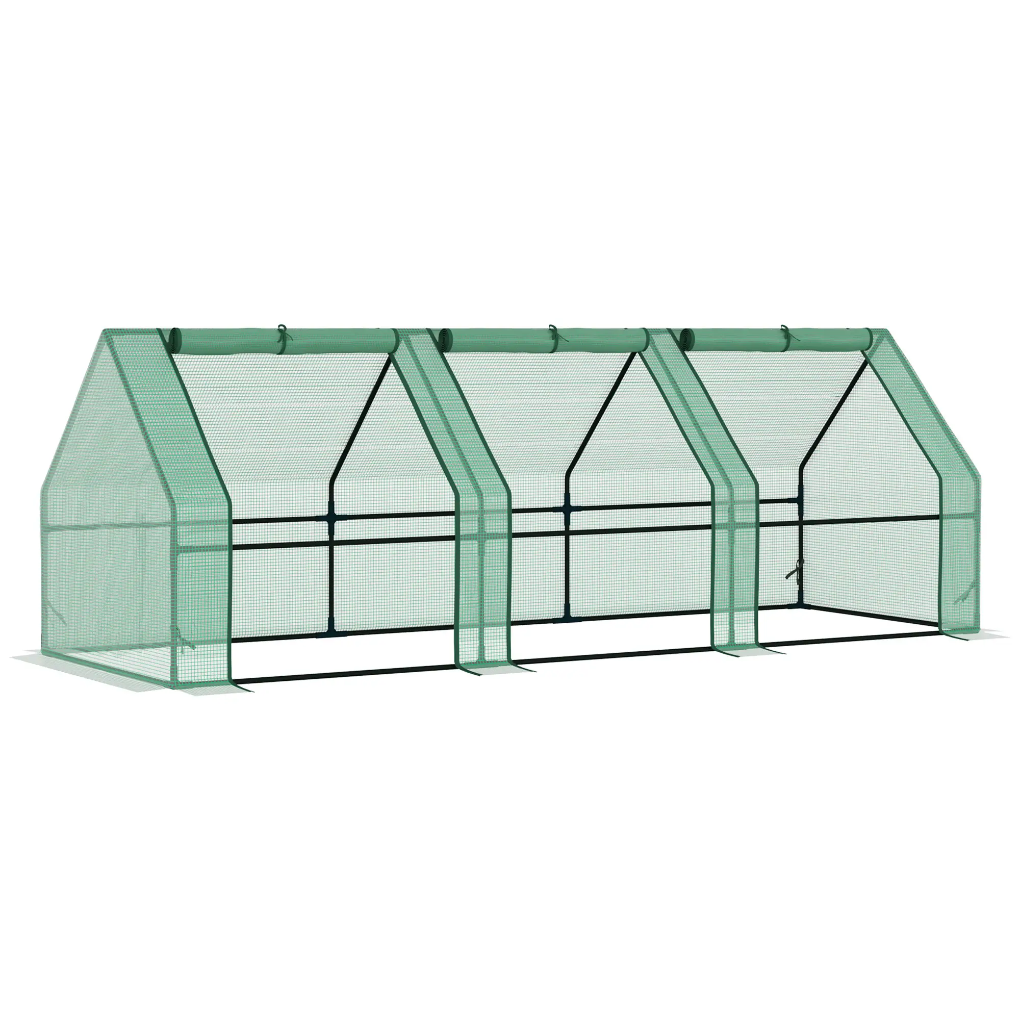 9' x 3' x 3' Mini Greenhouse, PE Cover, Zippered Doors, Green