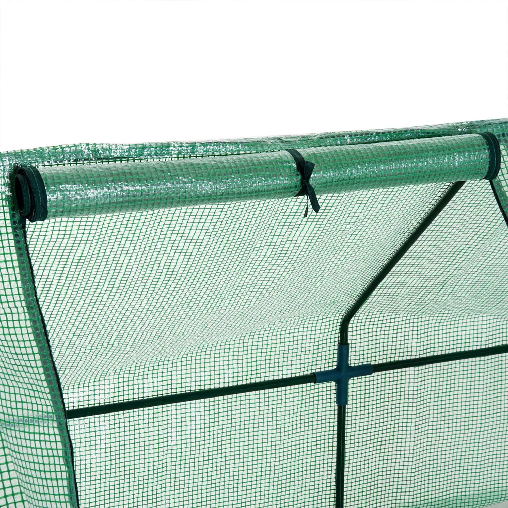 9' x 3' x 3' Mini Greenhouse, PE Cover, Zippered Doors, Green - Image 10