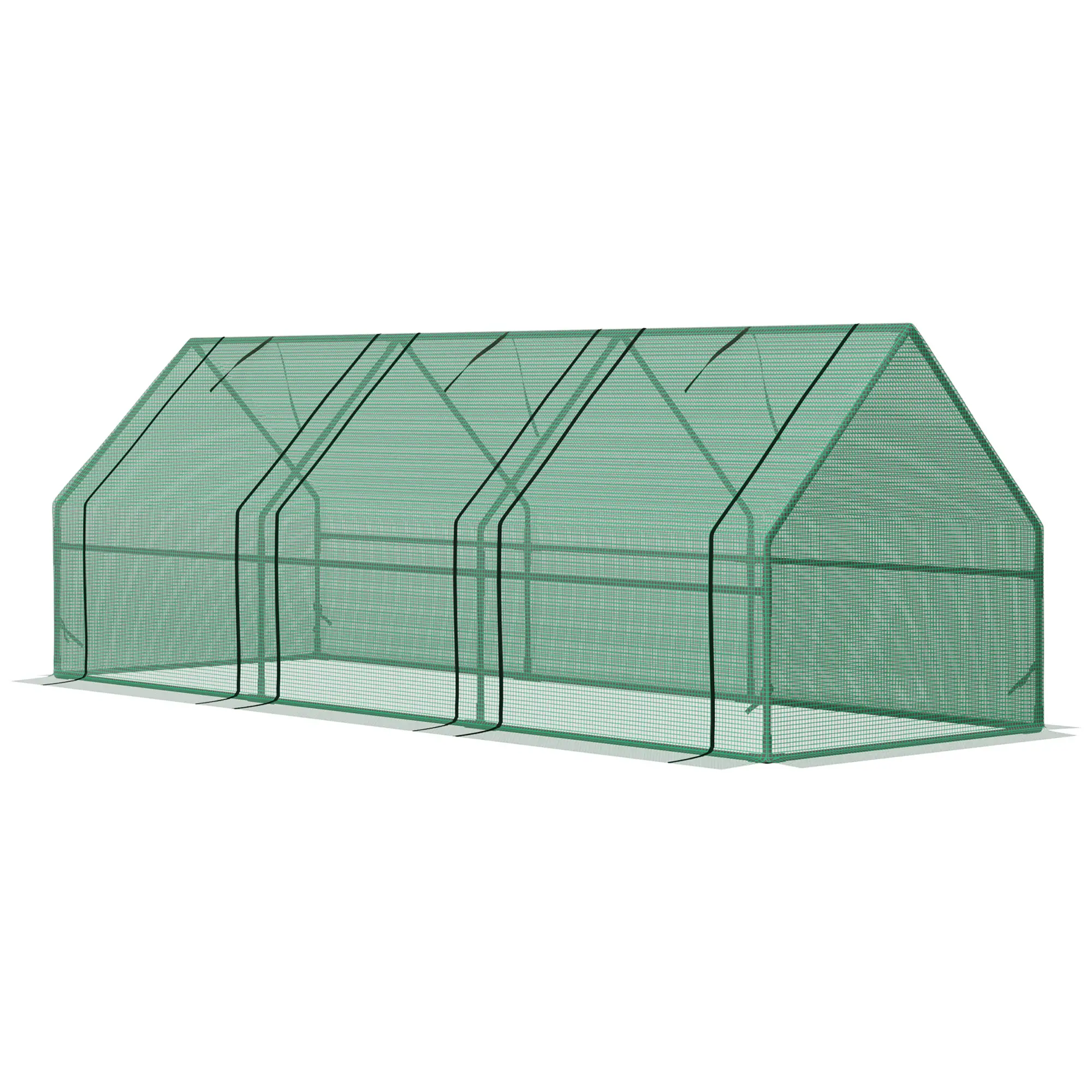 9' x 3' x 3' Mini Greenhouse, PE Cover, Zippered Doors, Green - Image 12