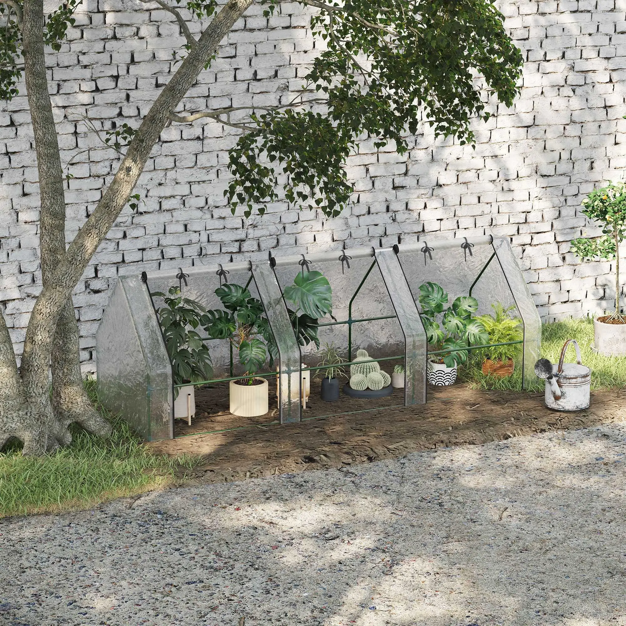 9' x 3' x 3' Mini Greenhouse, Portable with PE Cover, White - Image 8