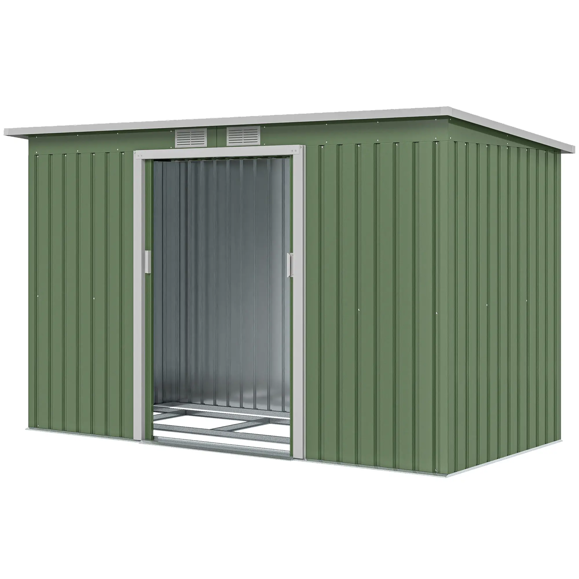 9' x 4' Metal Garden Storage Shed, with Foundation Kit, Light Green