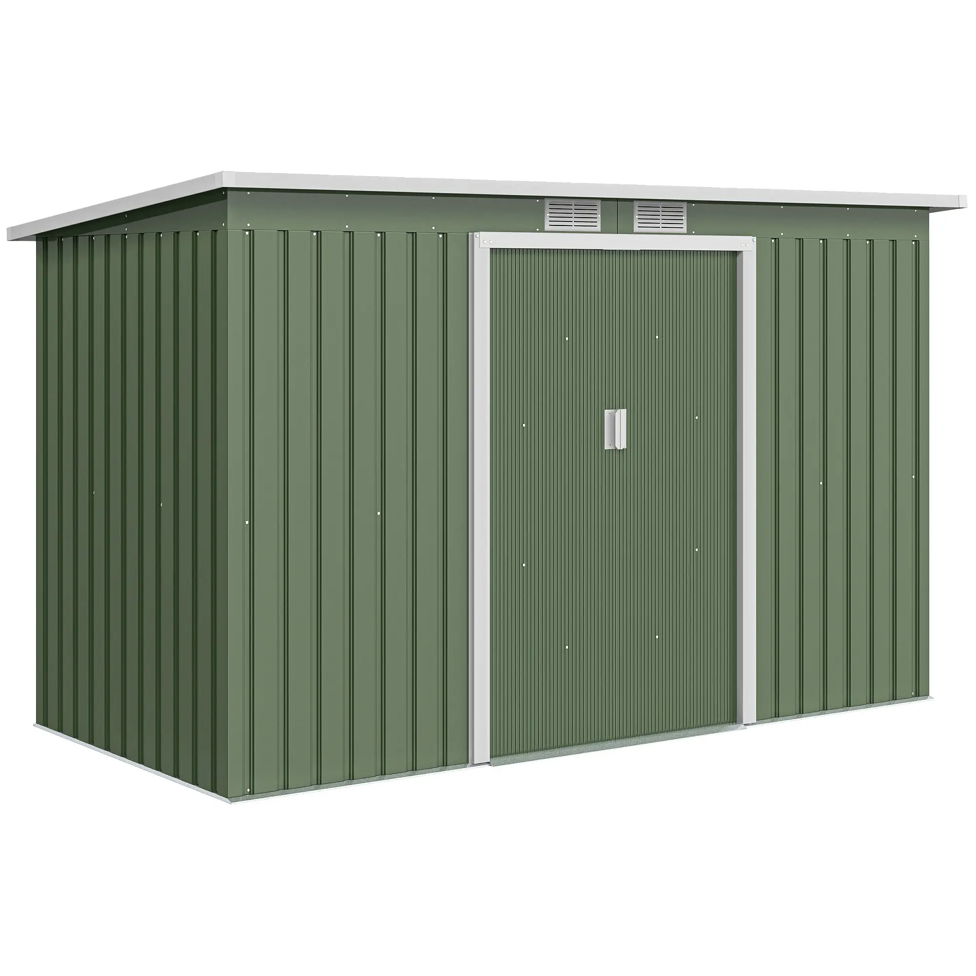 9' x 4' Metal Garden Storage Shed, with Foundation Kit, Light Green - Image 12
