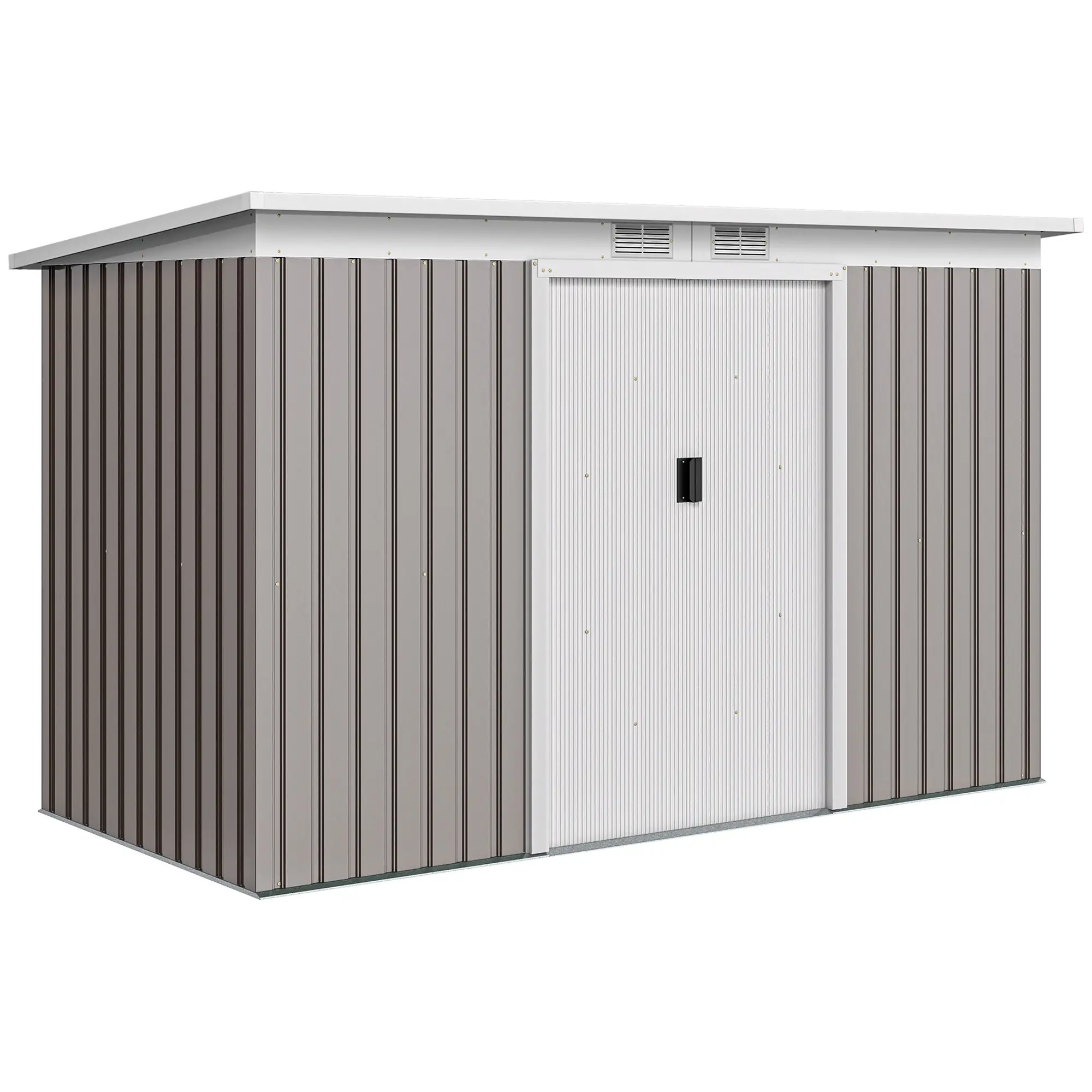 9' x 4' Metal Storage Shed, Foundation Kit, Ventilation, Light Grey - Image 11