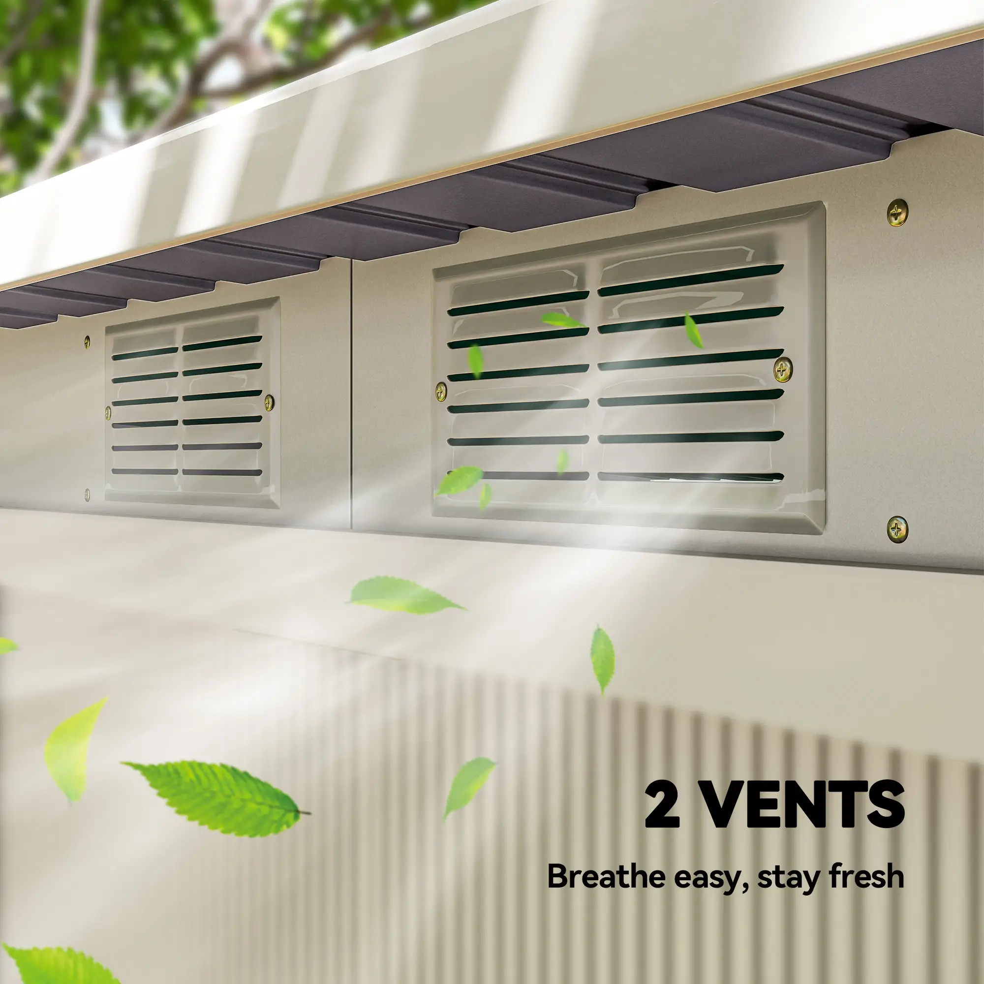 9' x 4' Metal Storage Shed, Foundation Kit, Ventilation, Light Grey - Image 9