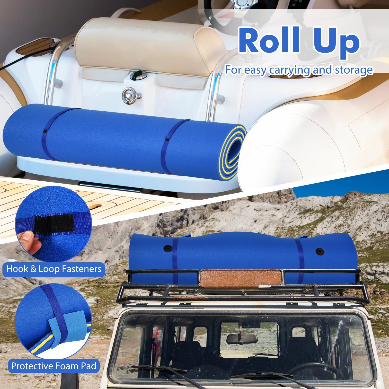 9' x 6' Floating Water Pad, 3 Layer Foam Mat, Blue - Image 5