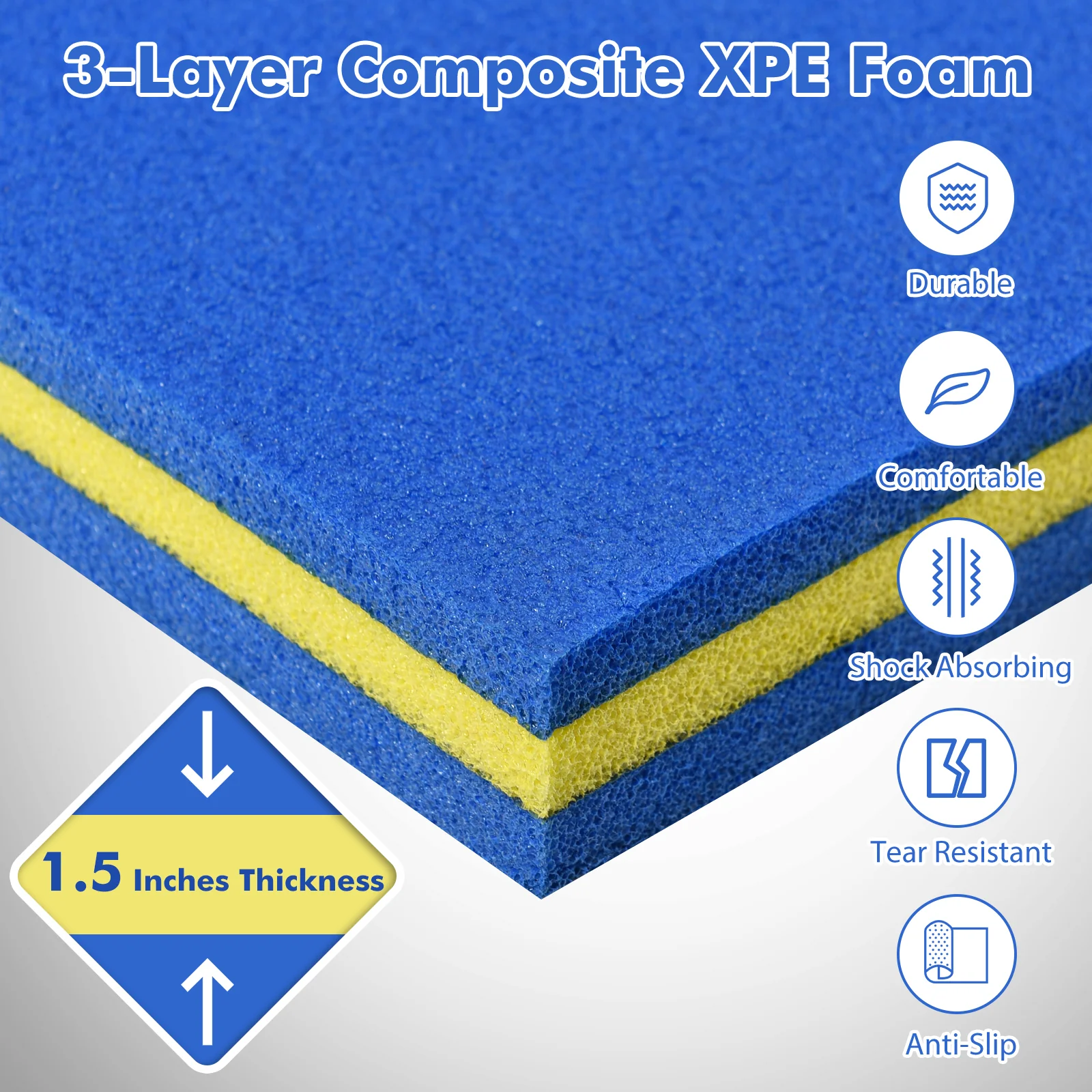 9' x 6' Floating Water Pad, 3 Layer Foam Mat, Blue - Image 8
