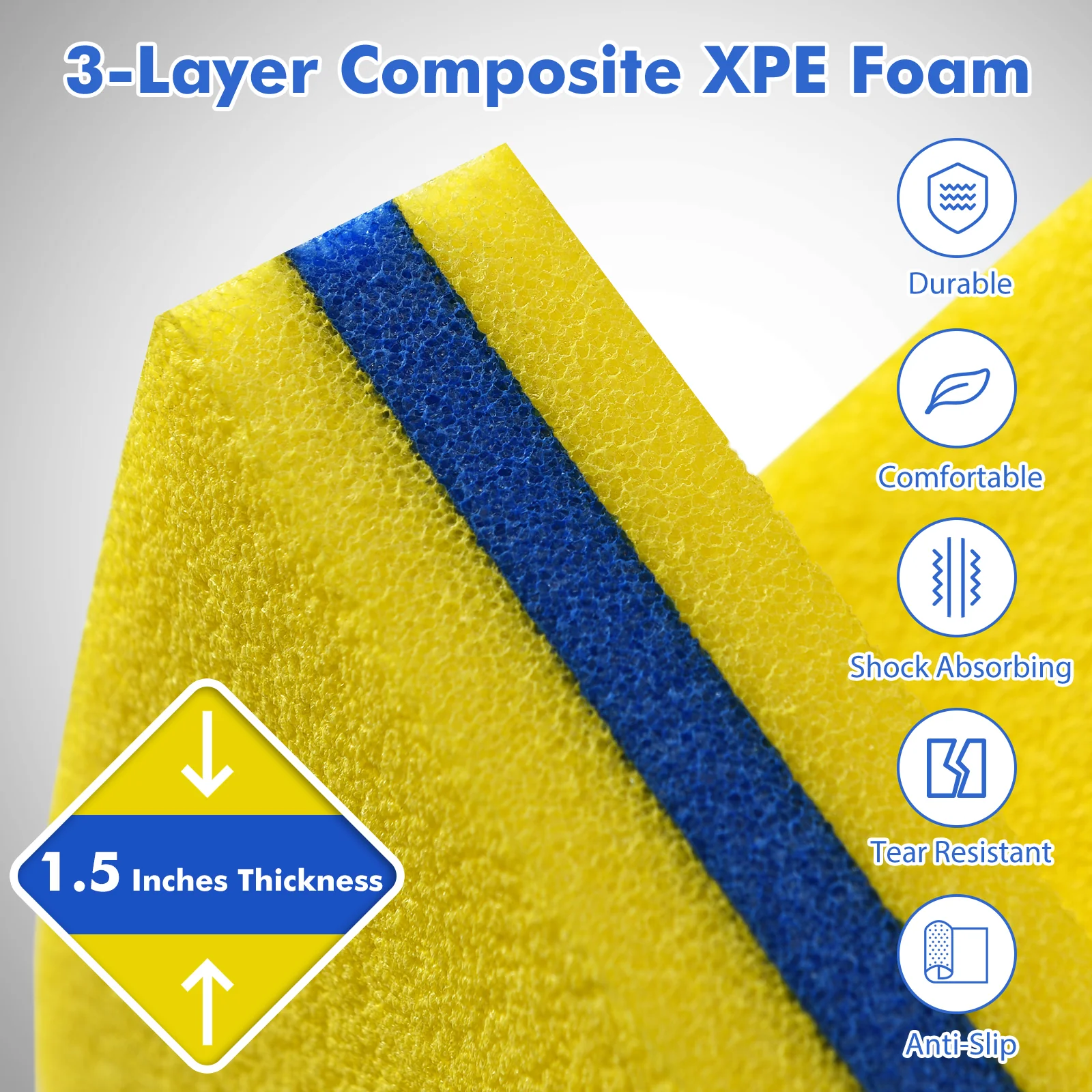 9' x 6' Floating Water Pad, 3 Layer Foam Mat, Yellow - Image 8