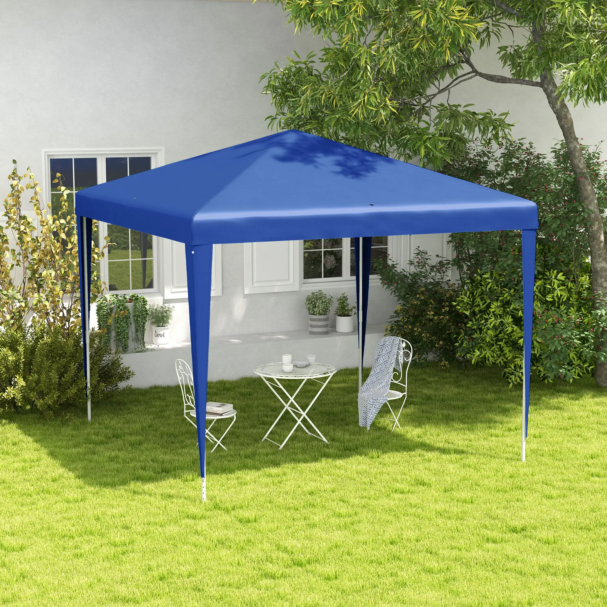 9' x 9' Portable Canopy Tent, Outdoor Gazebo, Dressed Legs, Blue - Image 2
