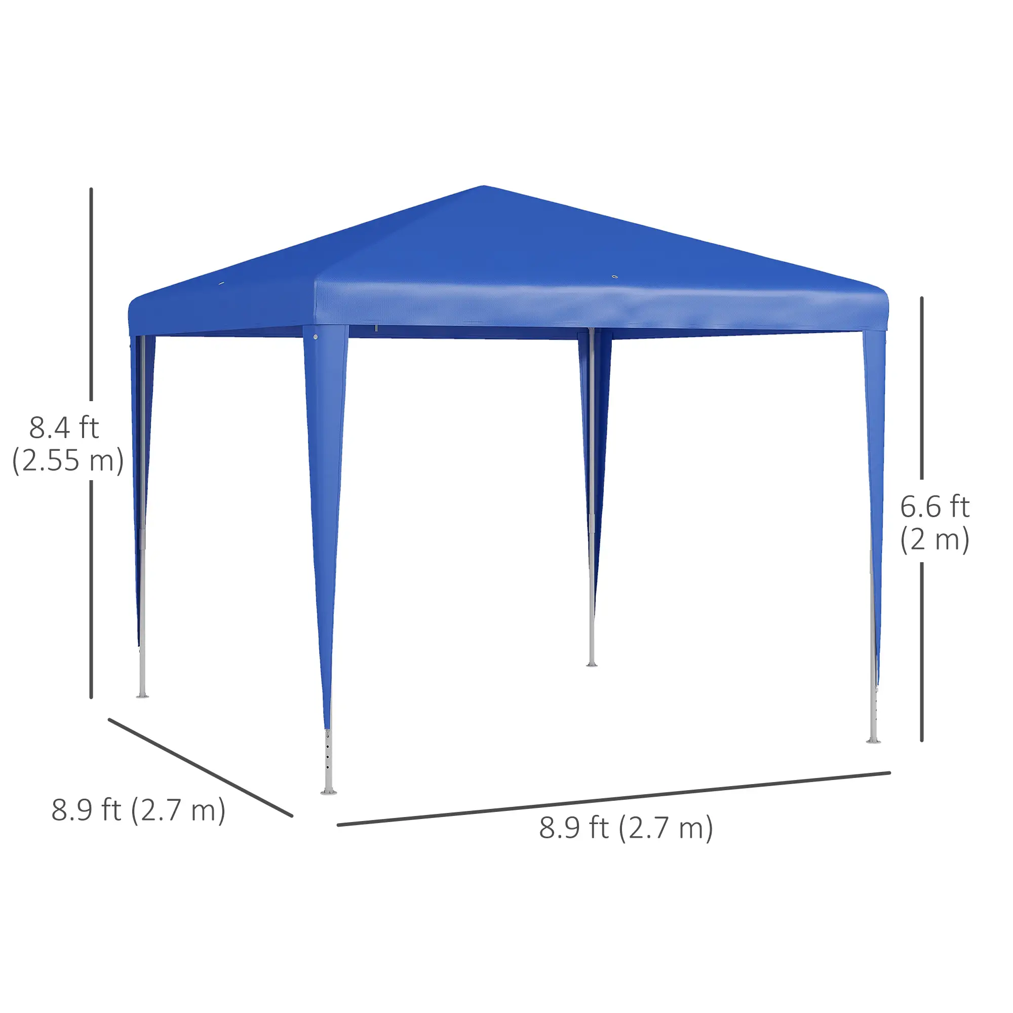 9' x 9' Portable Canopy Tent, Outdoor Gazebo, Dressed Legs, Blue - Image 3