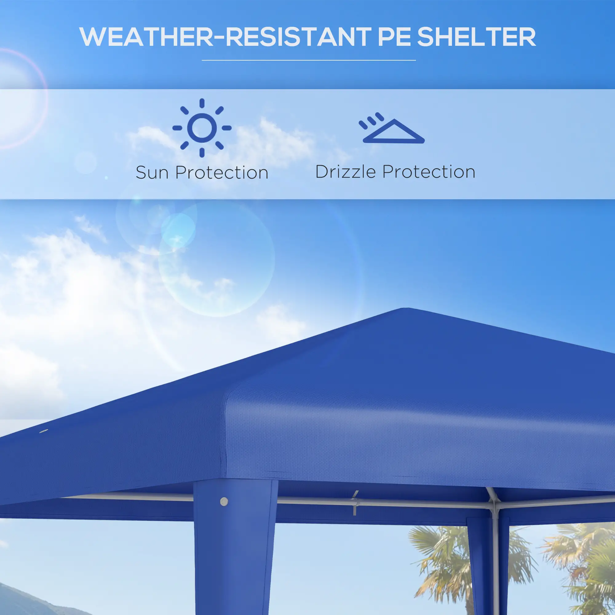 9' x 9' Portable Canopy Tent, Outdoor Gazebo, Dressed Legs, Blue - Image 4