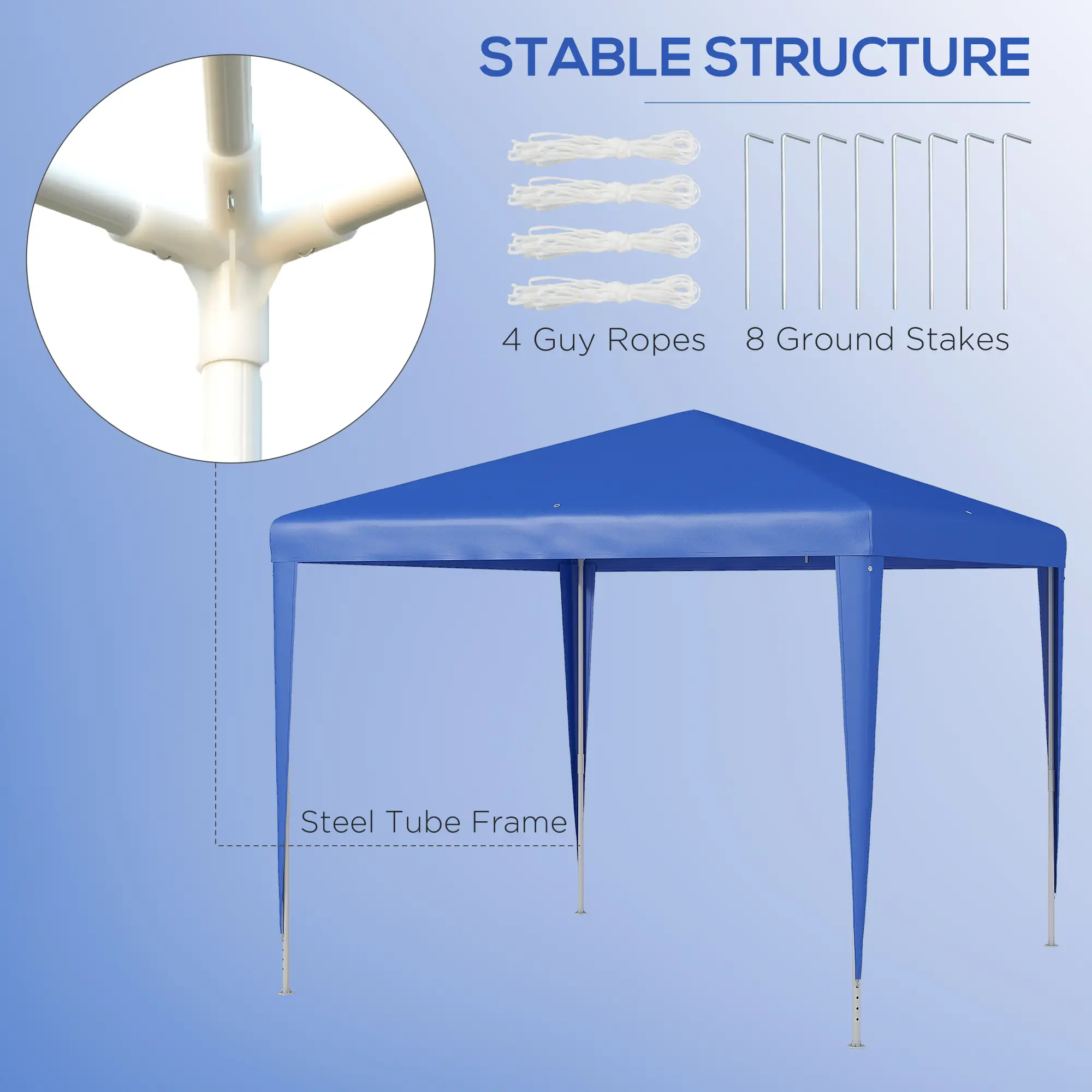 9' x 9' Portable Canopy Tent, Outdoor Gazebo, Dressed Legs, Blue - Image 5