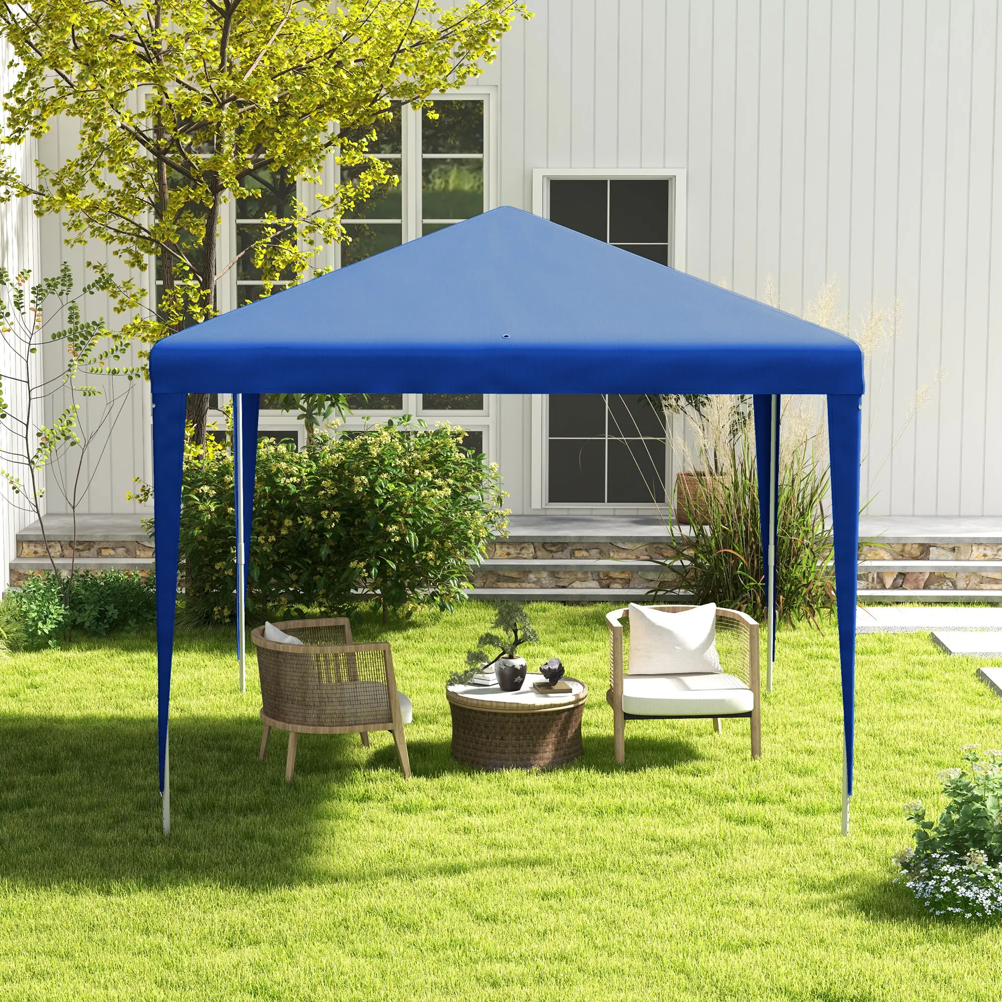 9' x 9' Portable Canopy Tent, Outdoor Gazebo, Dressed Legs, Blue - Image 7