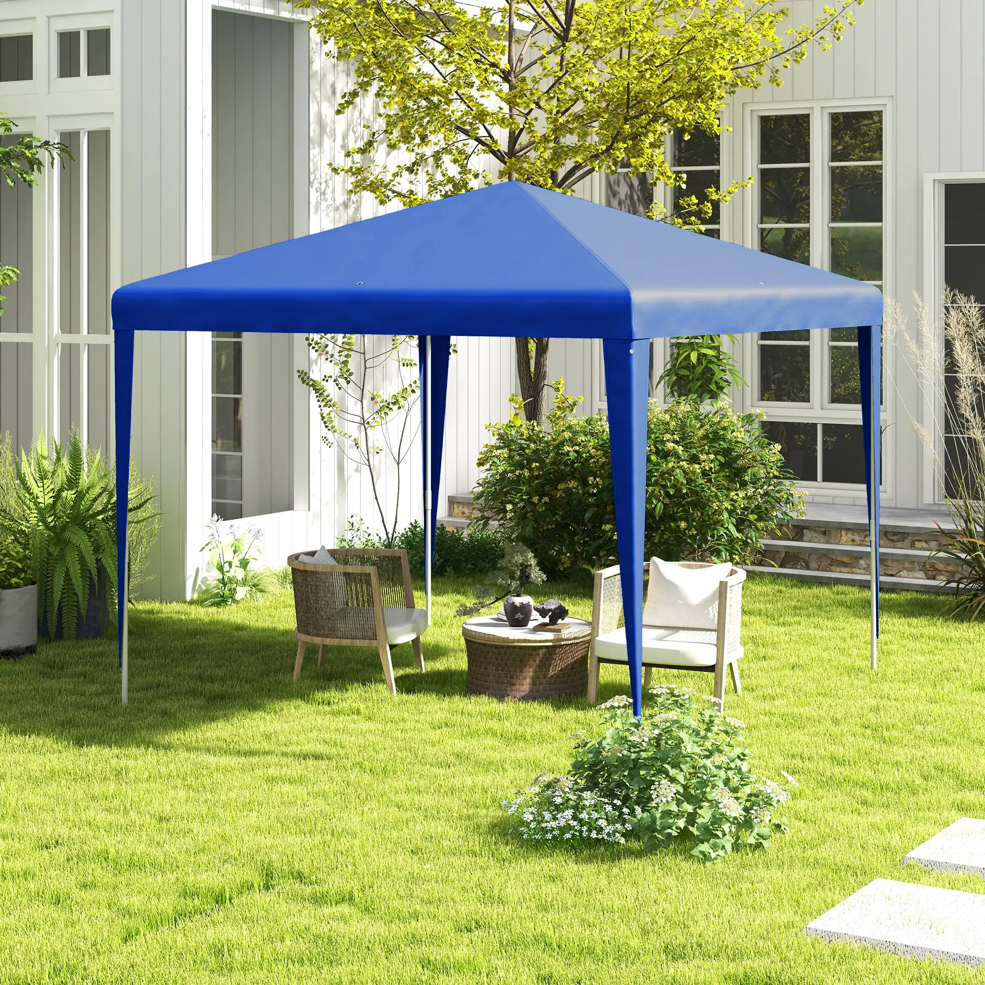 9' x 9' Portable Canopy Tent, Outdoor Gazebo, Dressed Legs, Blue - Image 8